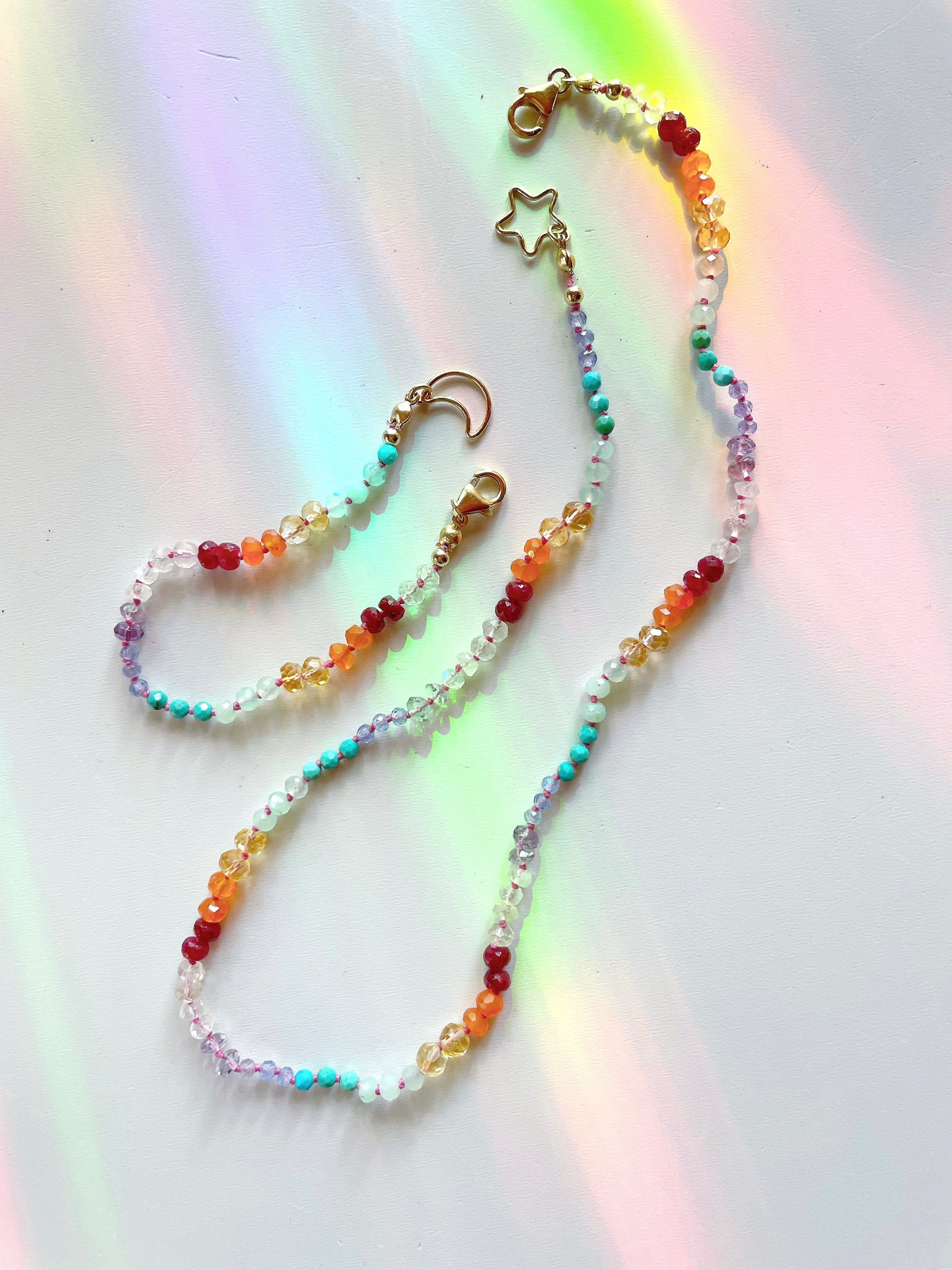Rainbow Moon Gemstone Candy Bracelet - RTS - Baltic Mermaid