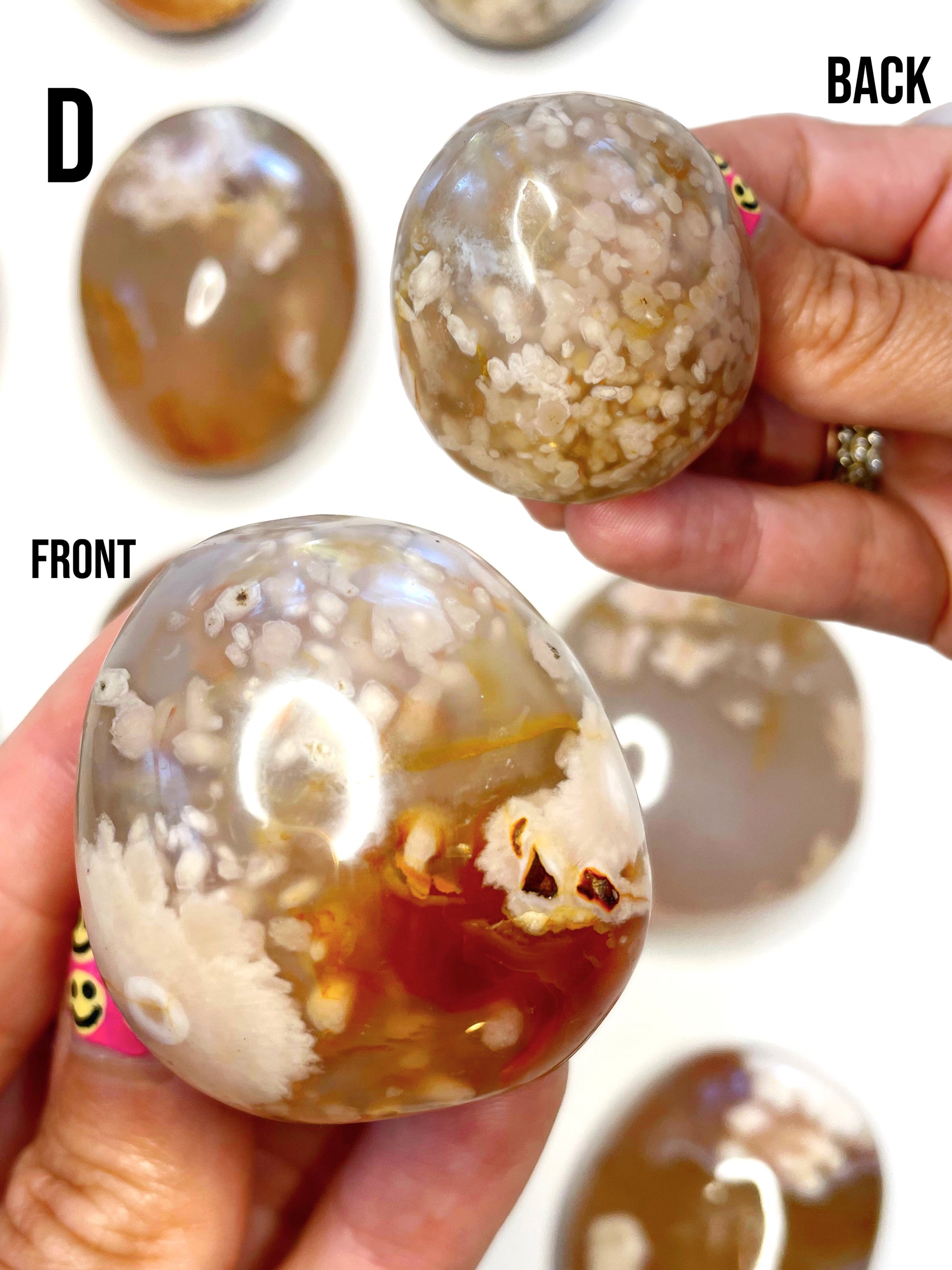 Flower Agate Palm Stones