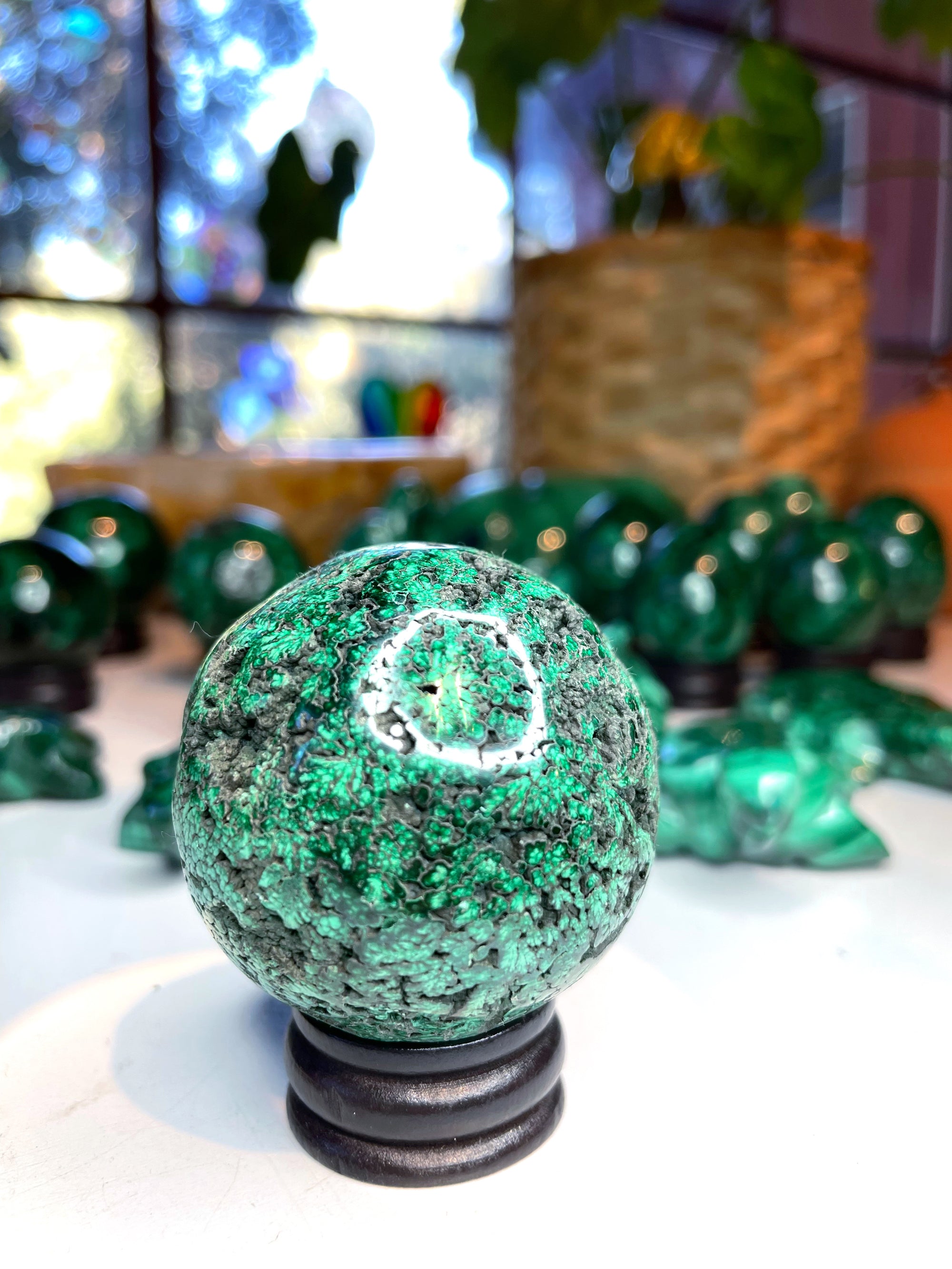 Malachite Carved Sphere