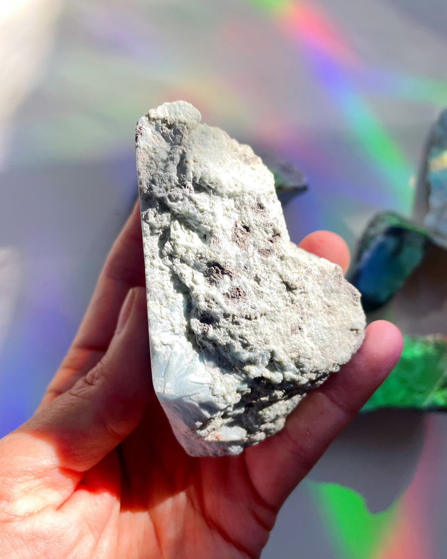 Rough Larimar 1 face Polished