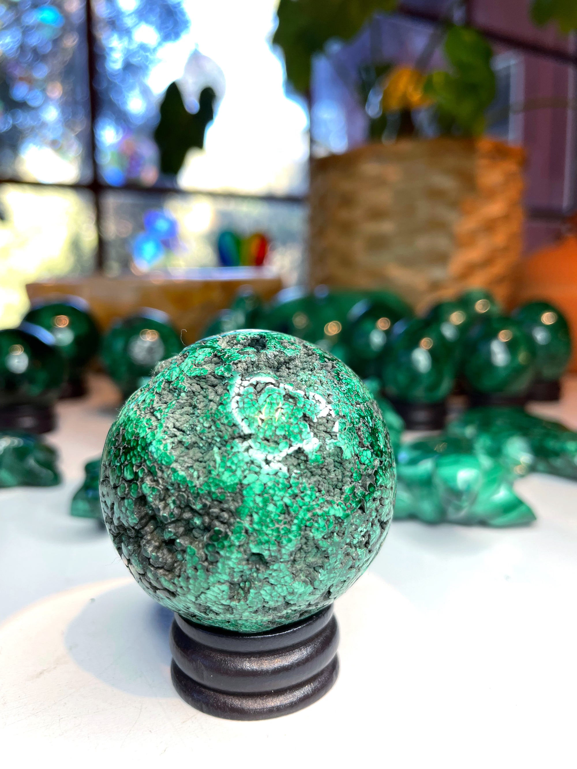 Malachite Carved Sphere