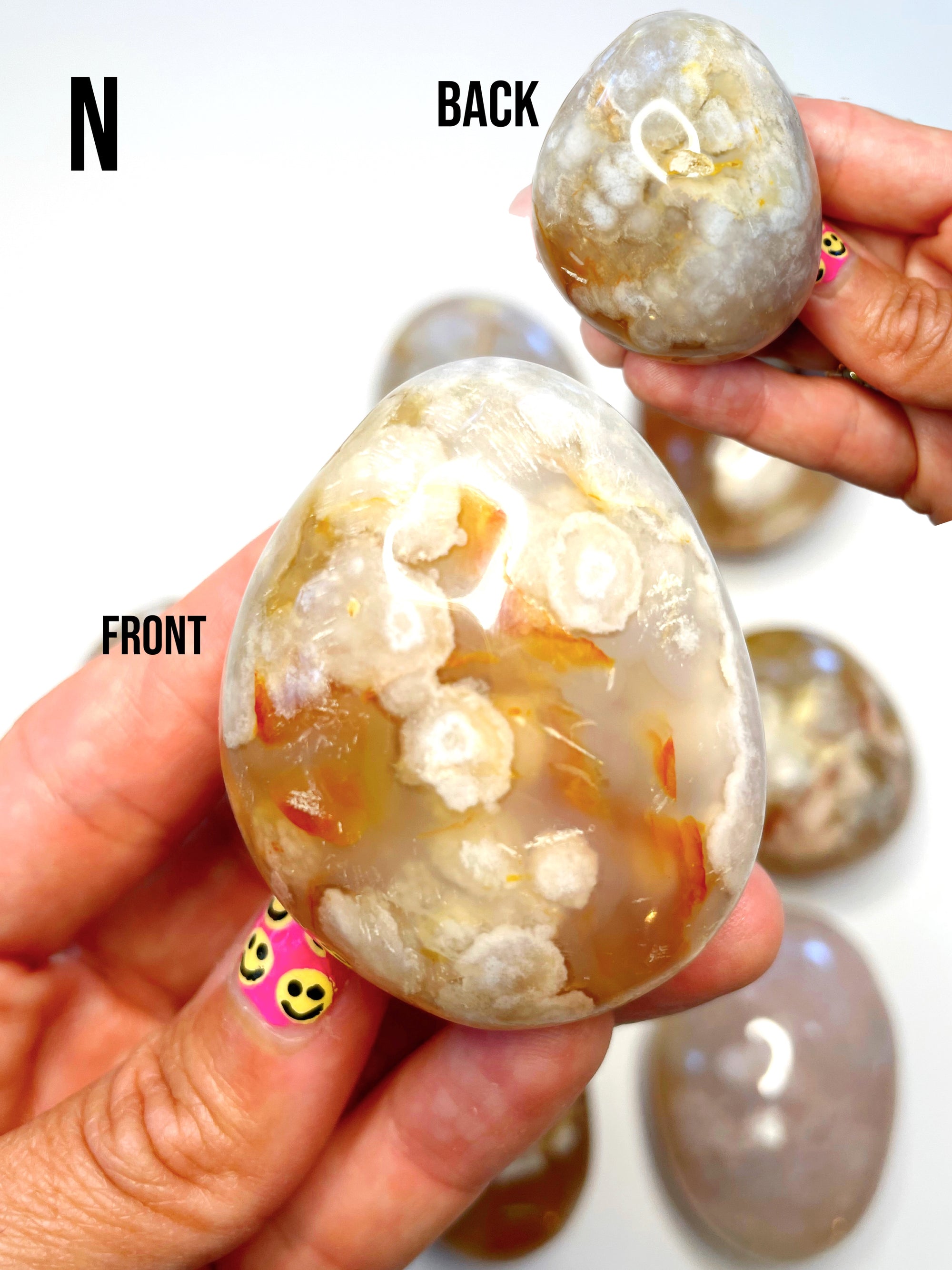 Flower Agate Palm Stones