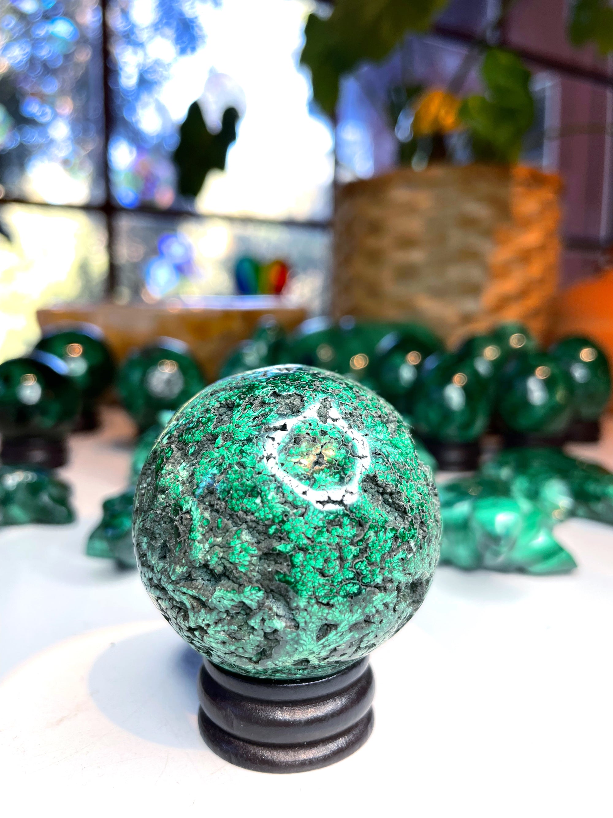 Malachite Carved Sphere