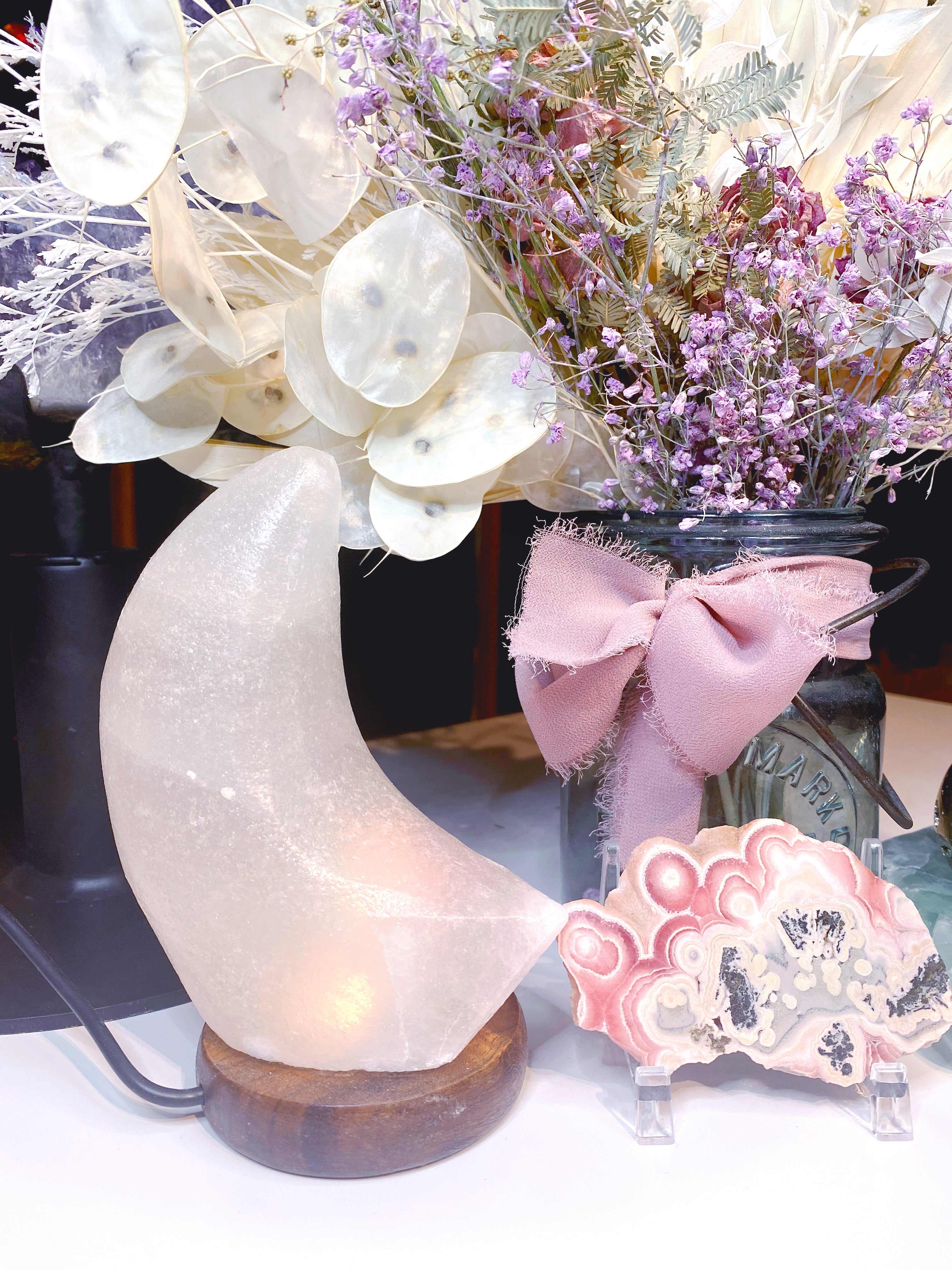 Crescent Moon Salt Lamp - White - Baltic Mermaid