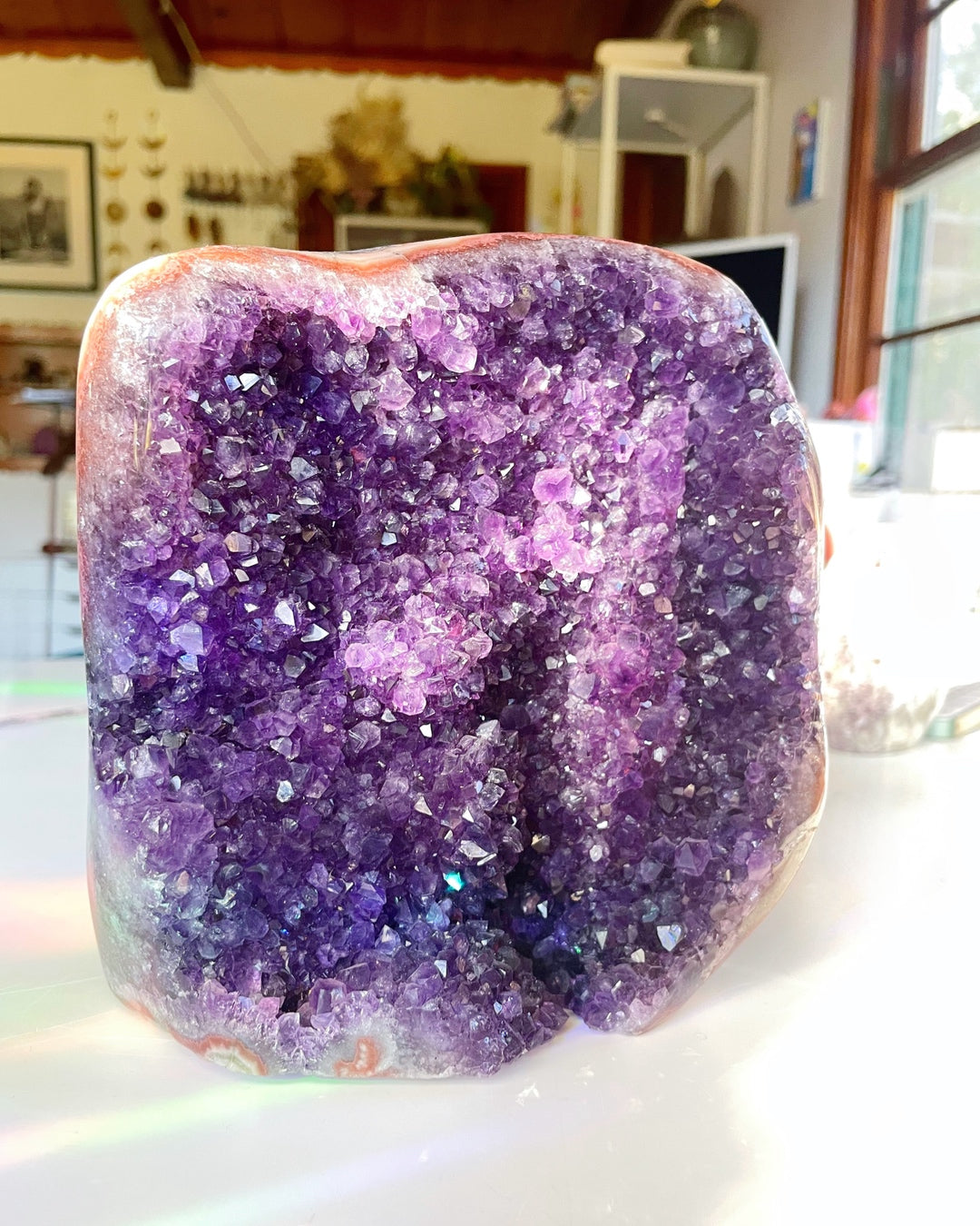 Large Amethyst Cluster Cut base