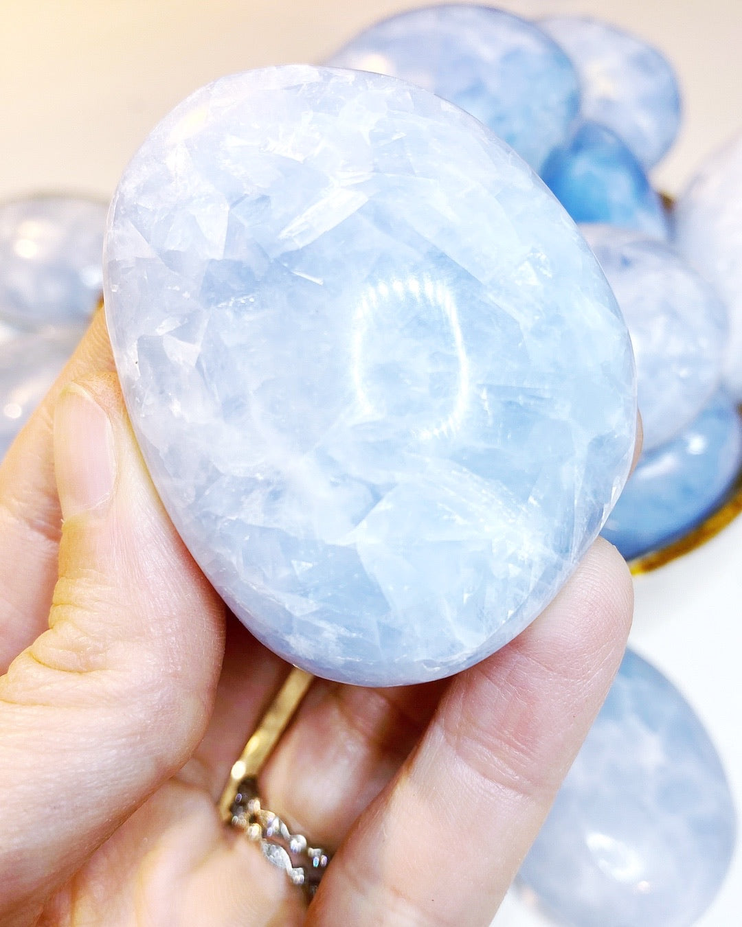 Blue Calcite Palm Stones - Baltic Mermaid