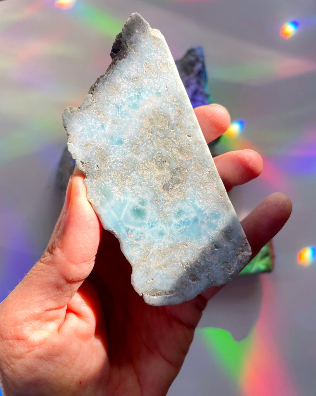 Rough Larimar 1 face Polished