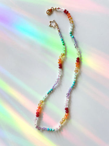 Rainbow Star Gemstone Candy Necklace