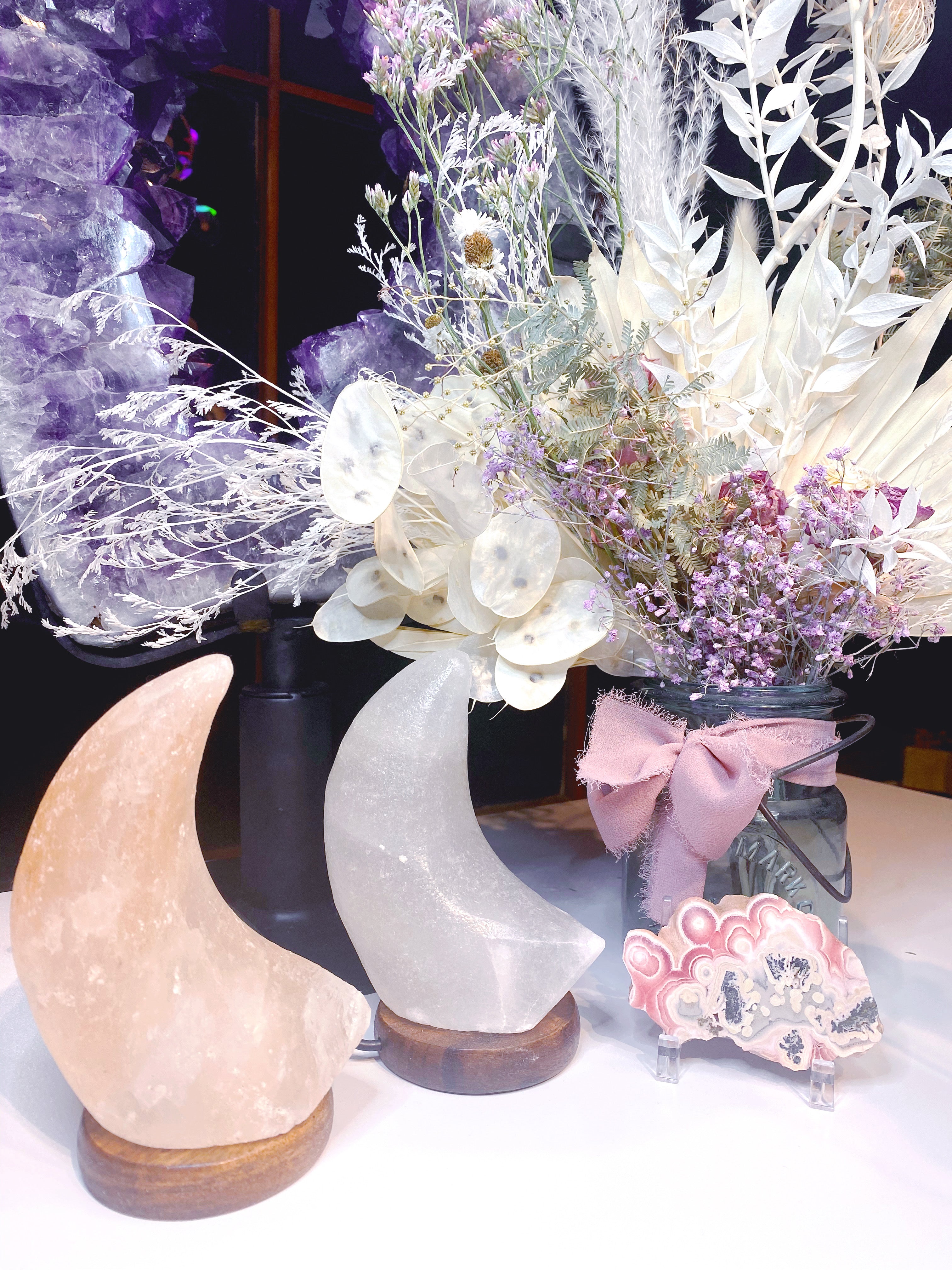 Crescent Moon Salt Lamp - White - Baltic Mermaid