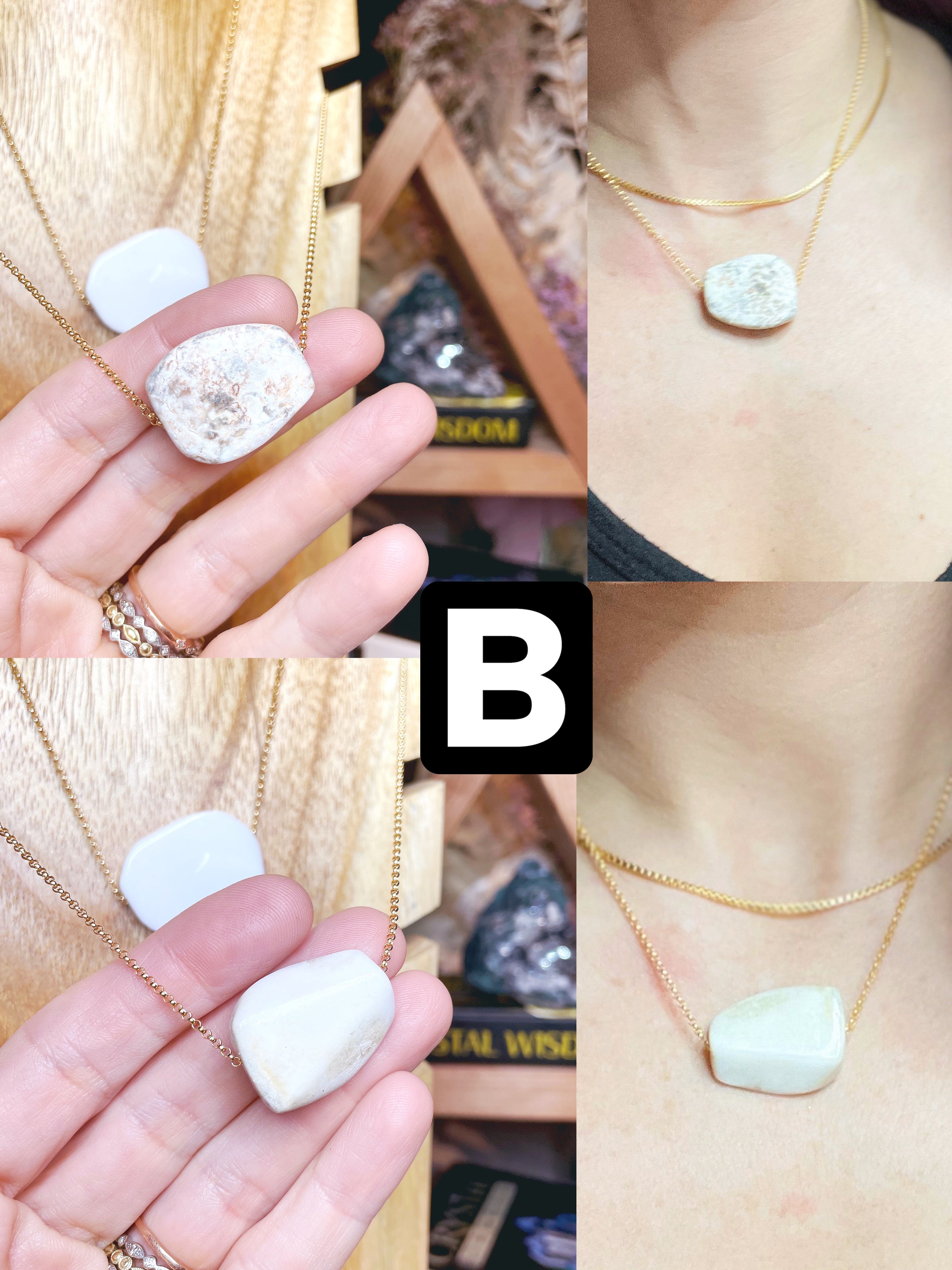 White Agate Pendant 14k Gold Filled Necklace - Baltic Mermaid