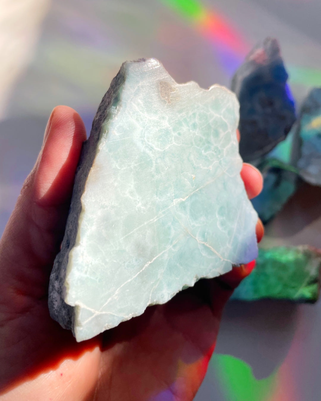 Rough Larimar 1 face Polished