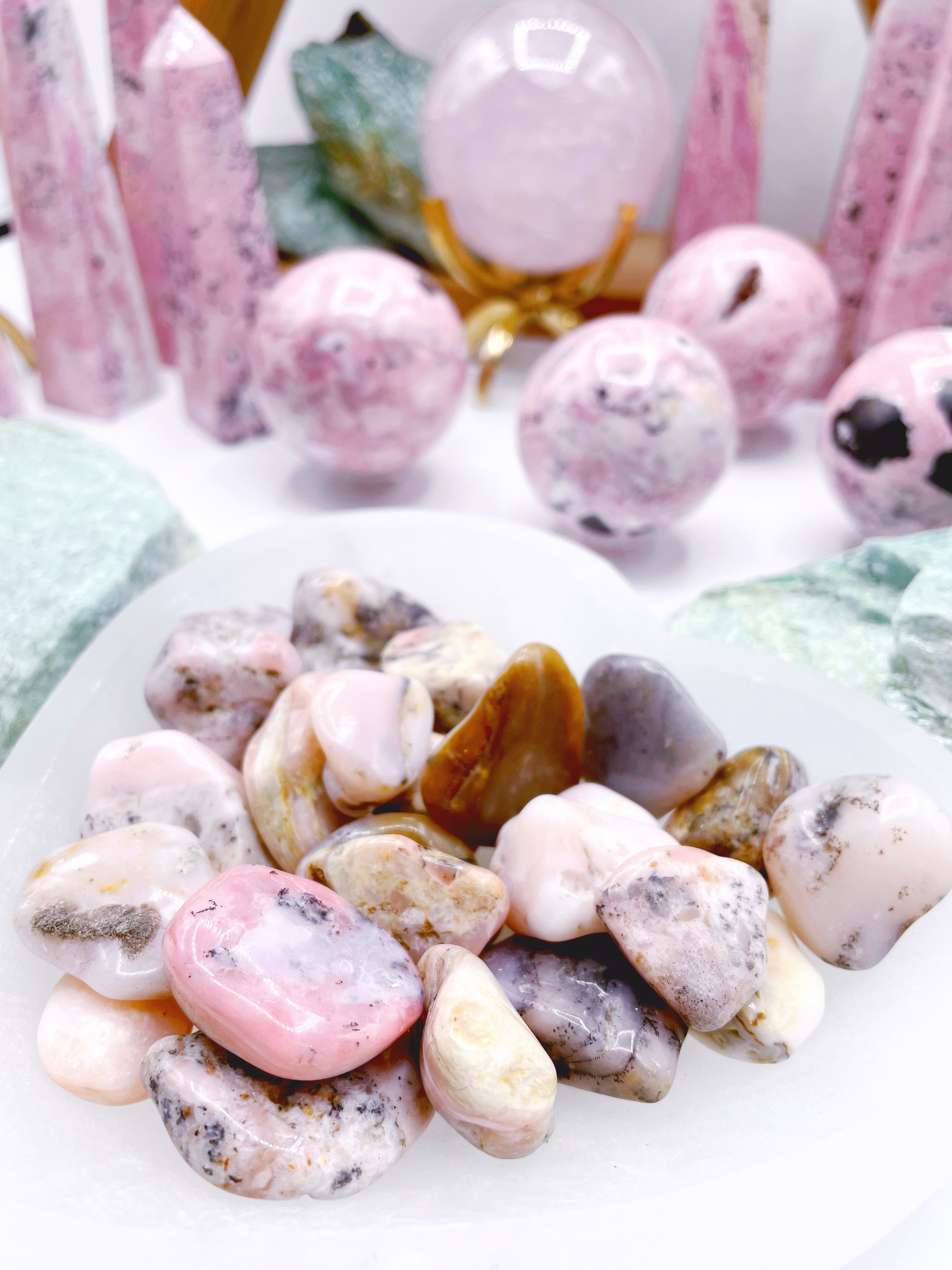 Pink Opal Tumbled Stones - Baltic Mermaid