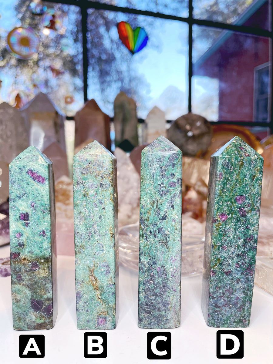 Ruby Fuchsite 4 sided Tower