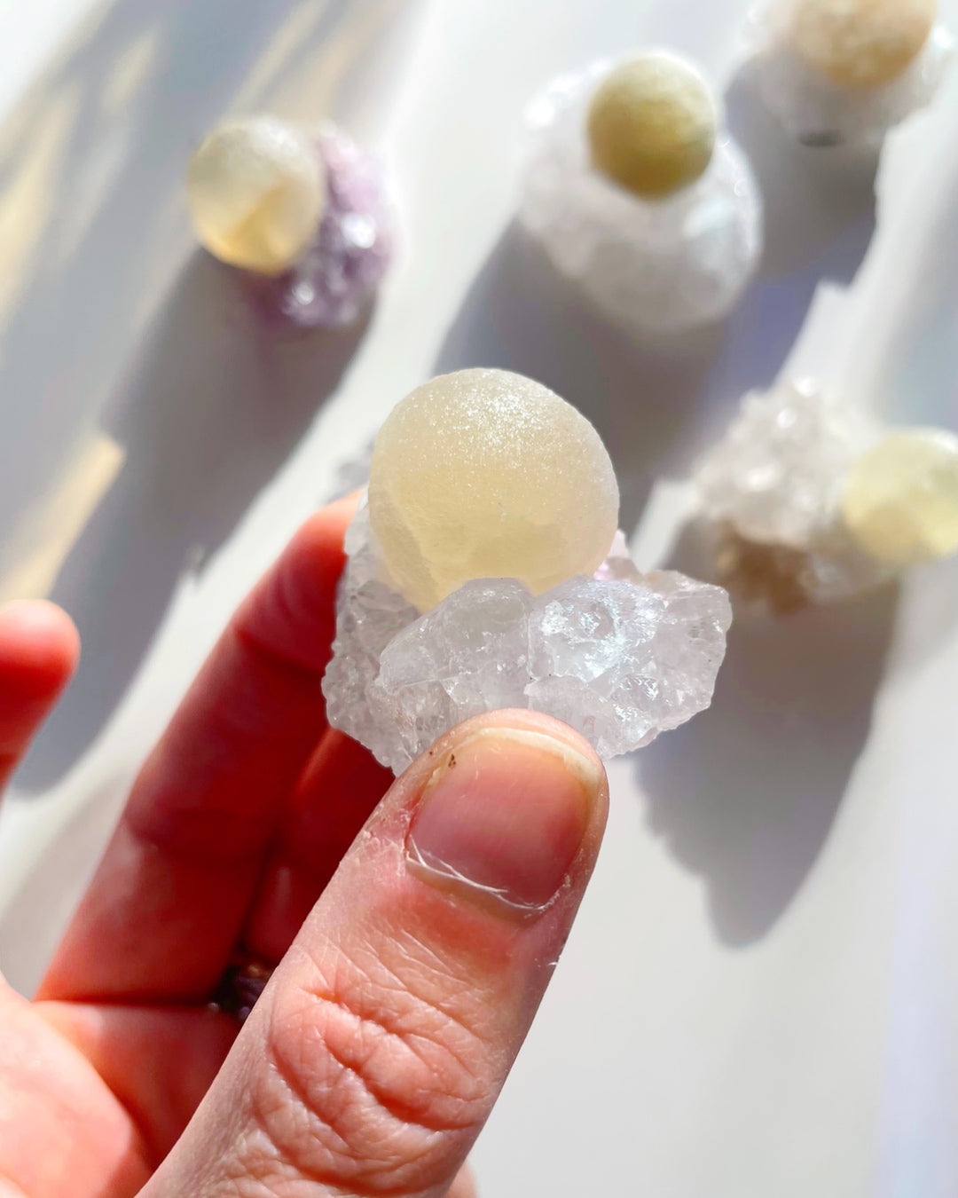 Rare Botryoidal Fluorite on Quartz “Fried Egg” - Baltic Mermaid