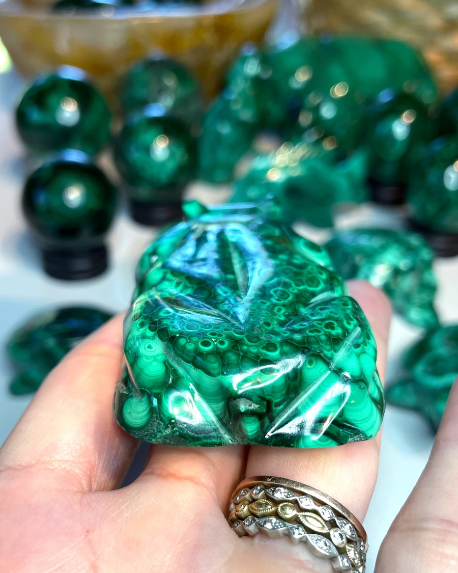 Malachite Carved Frog