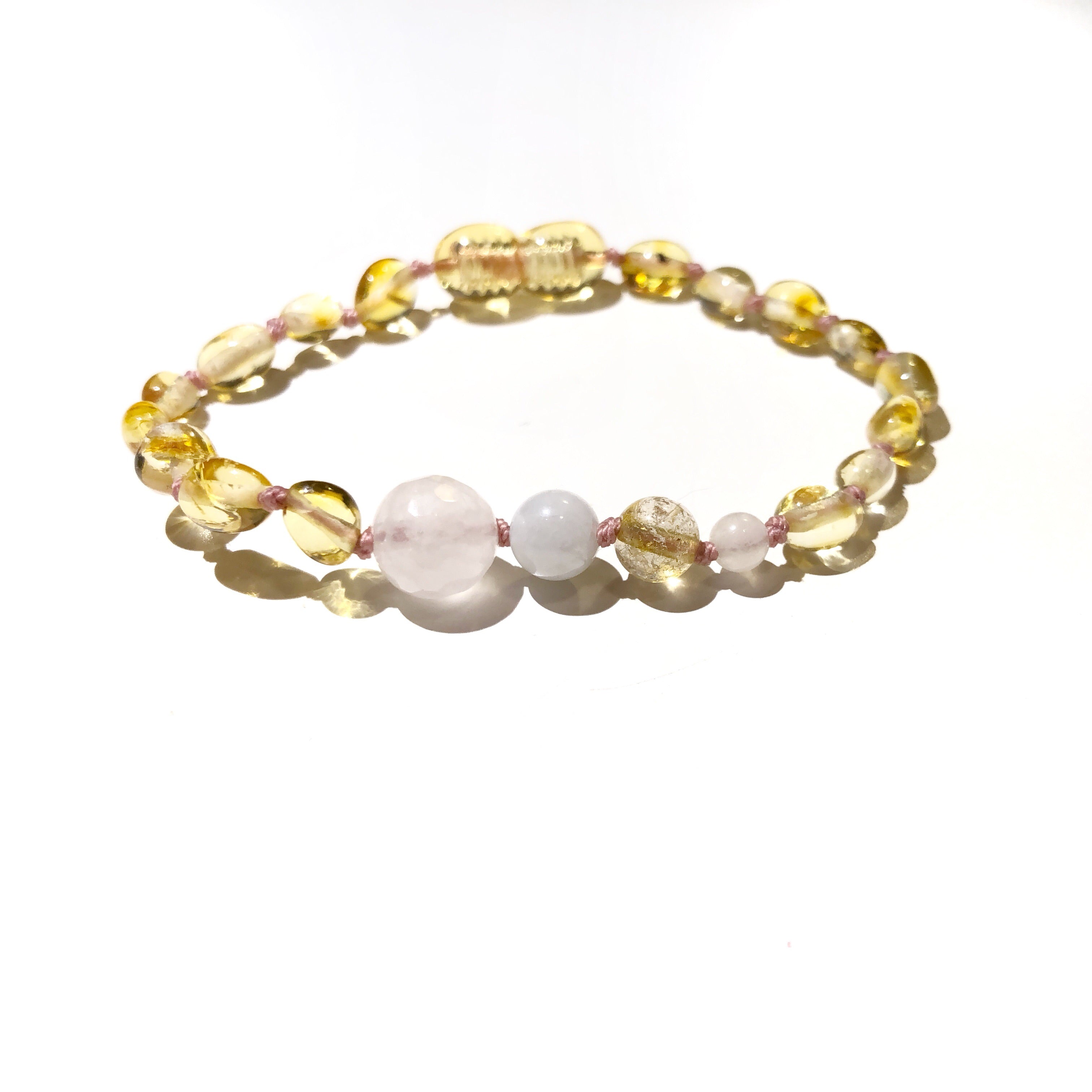 Moon Dust Baltic Amber Bracelet - Pink - Baltic Mermaid