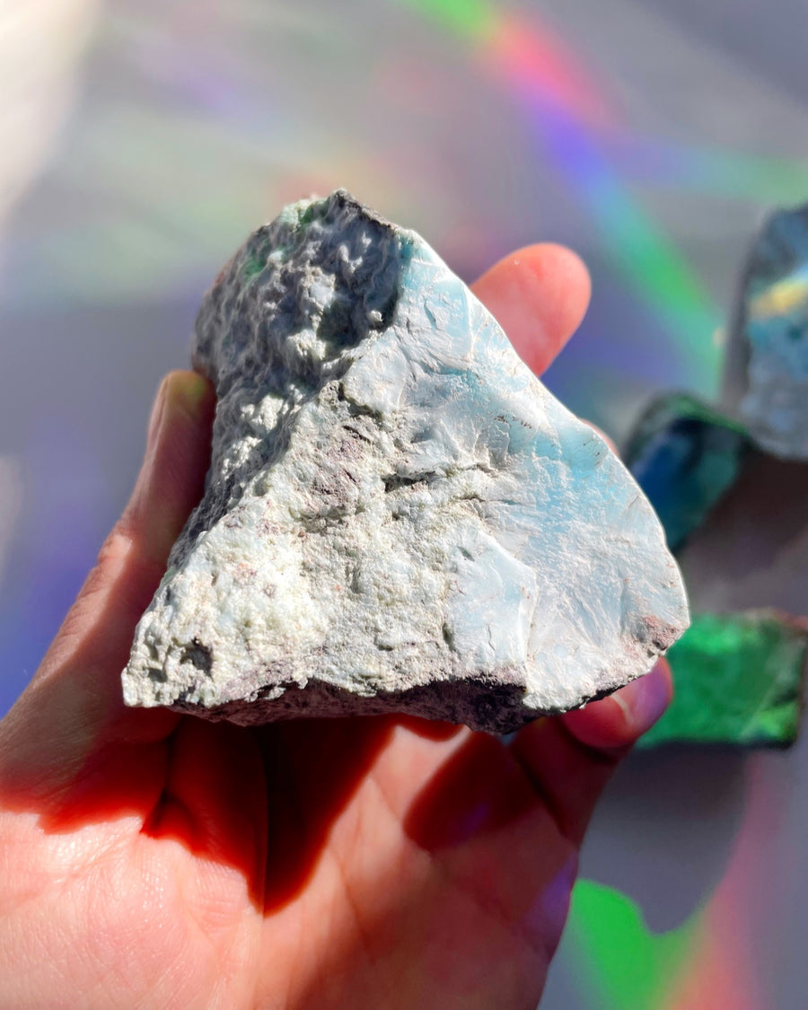 Rough Larimar 1 face Polished