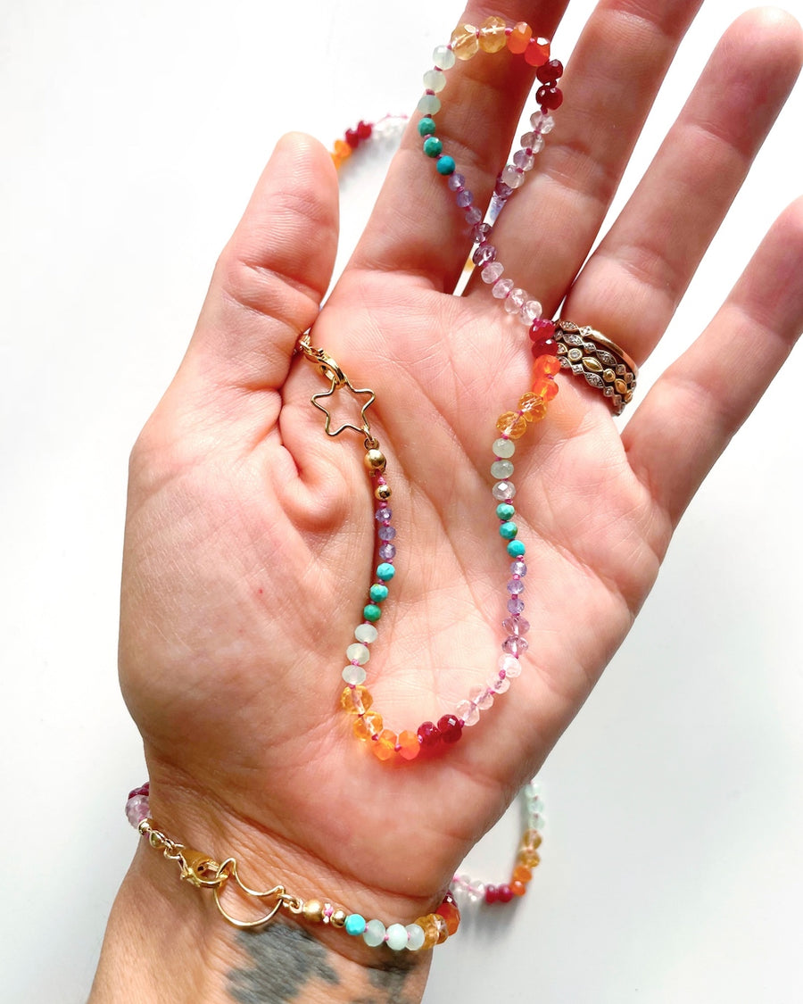 Rainbow Star Gemstone Candy Necklace