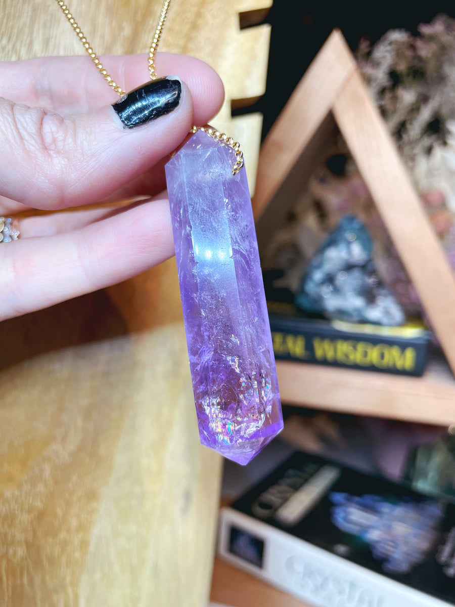Double Terminated Amethyst Point 14k Gold Filled Necklace -E