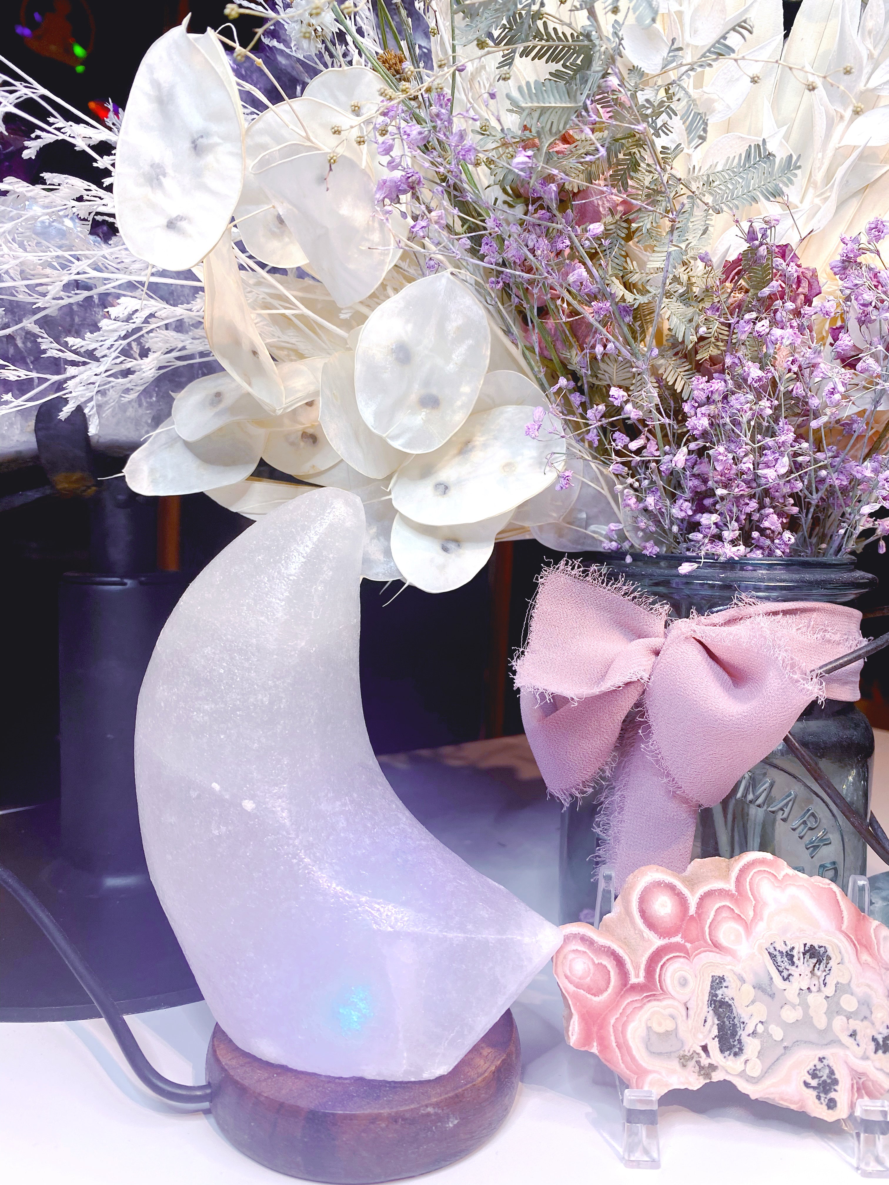 Crescent Moon Salt Lamp - White - Baltic Mermaid