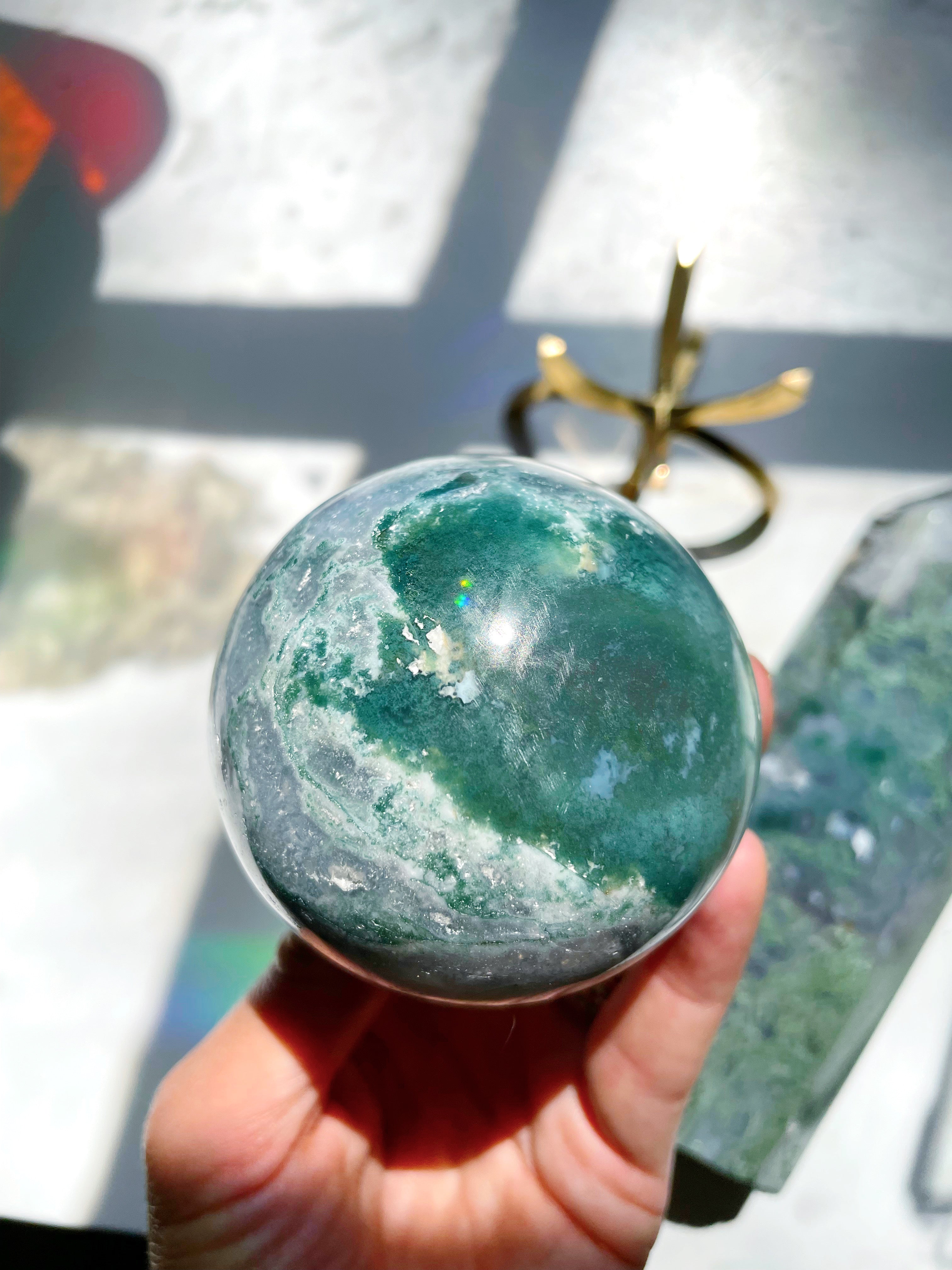Moss Agate Sphere - Baltic Mermaid
