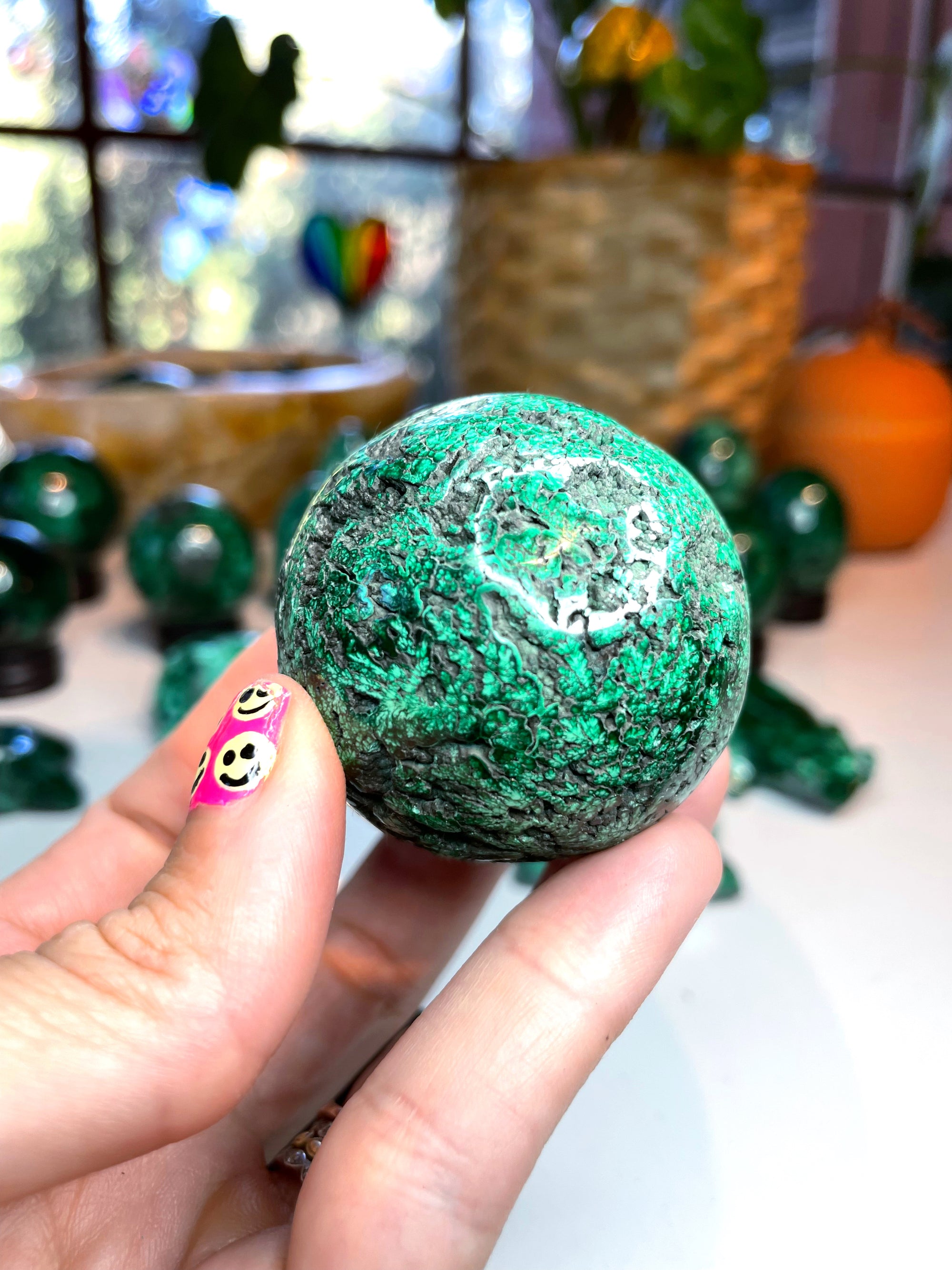 Malachite Carved Sphere