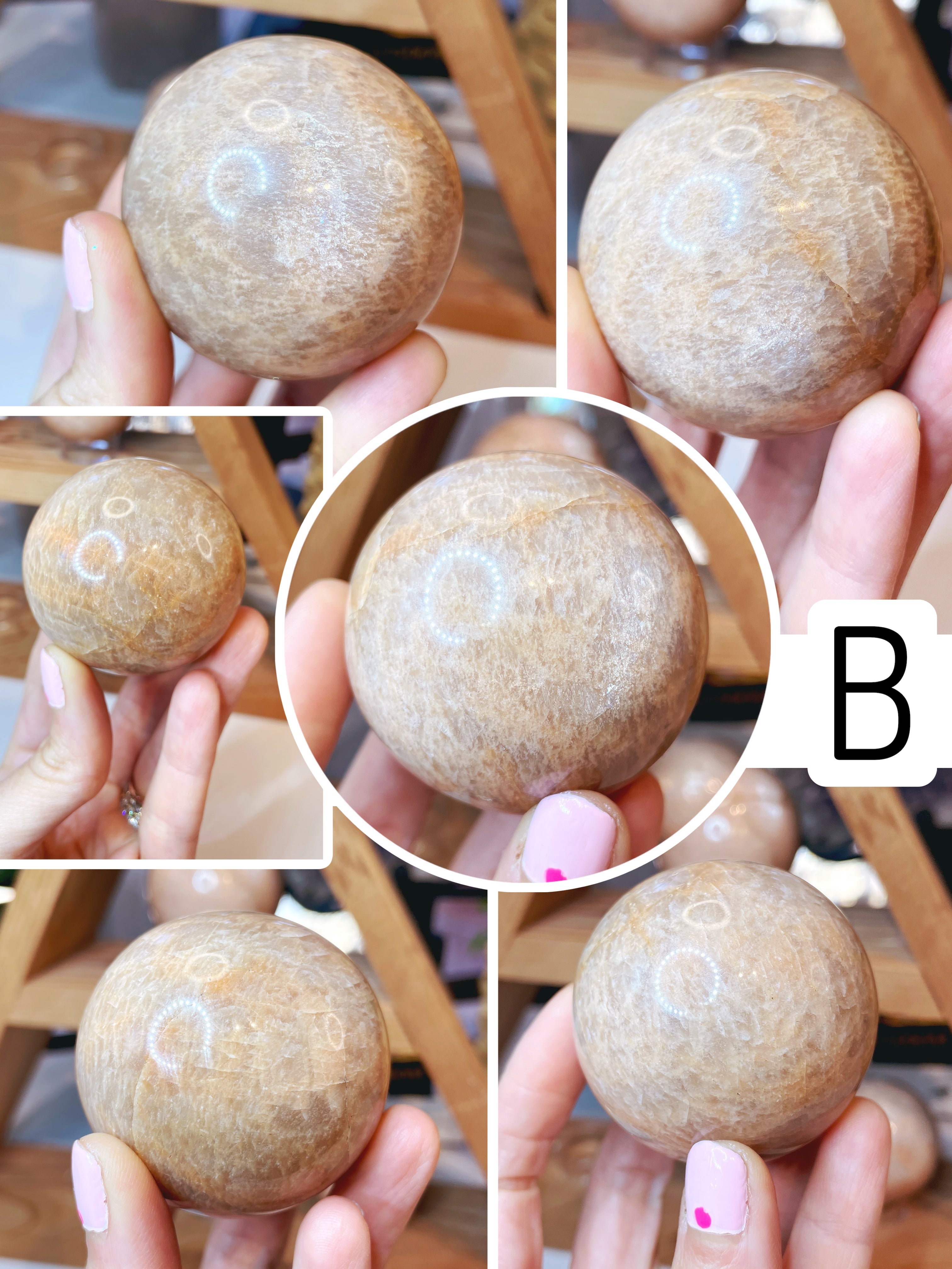 Peach Moonstone Spheres - Baltic Mermaid