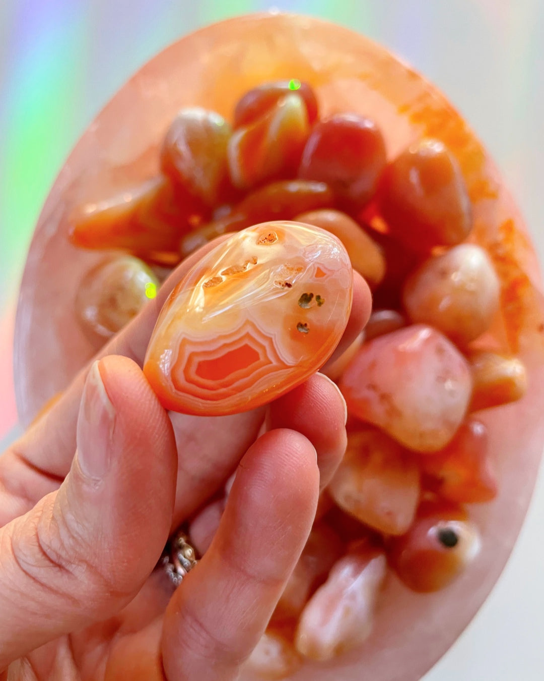 Carnelian Banded Agate/ Apricot Agate Tumbled Stones AAA