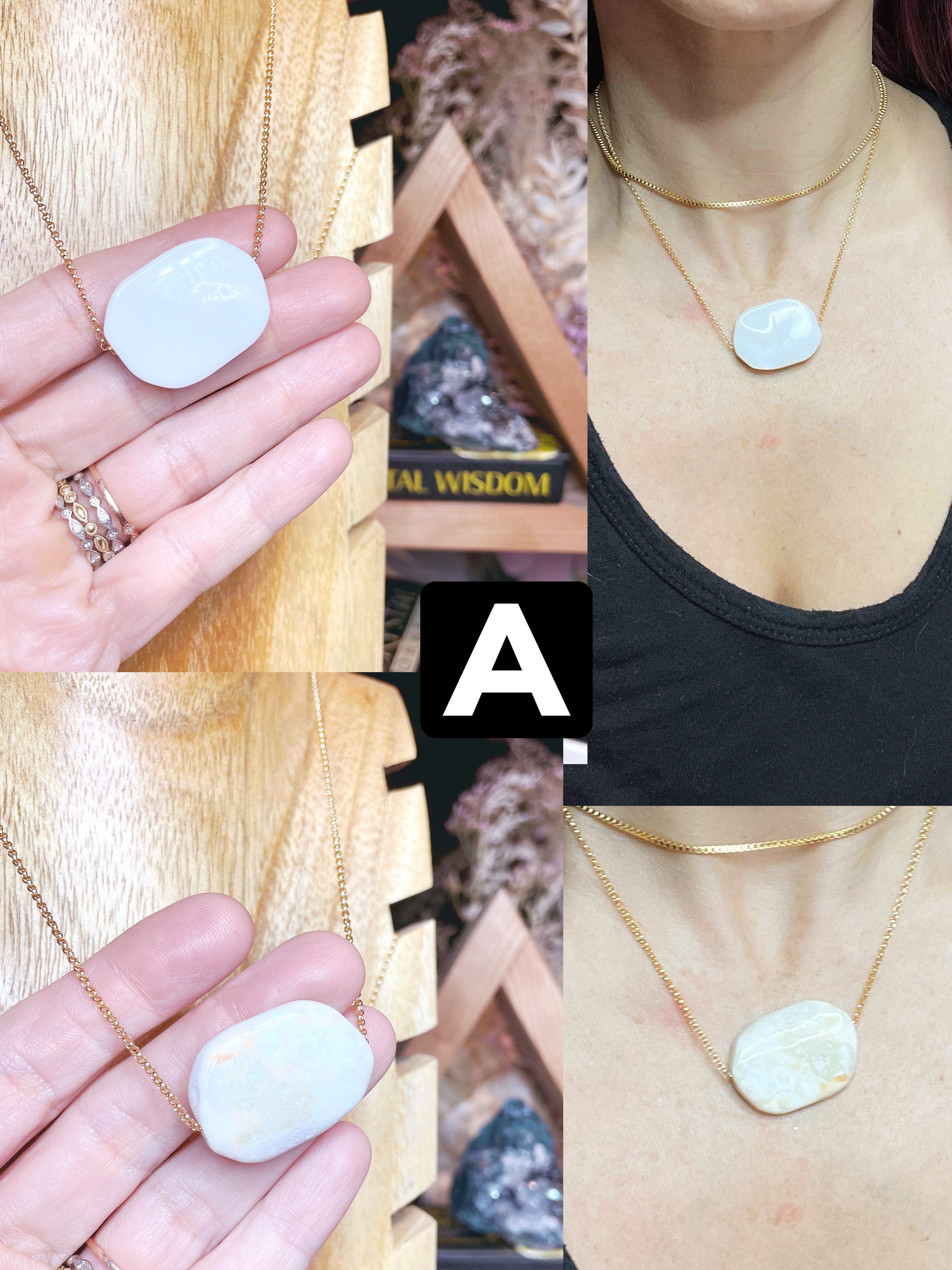 White Agate Pendant 14k Gold Filled Necklace - Baltic Mermaid