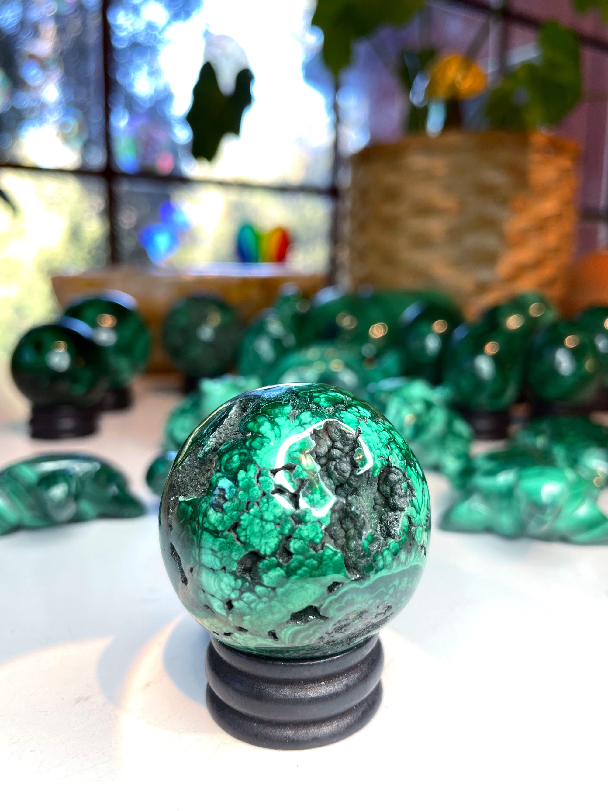 Malachite Carved Sphere