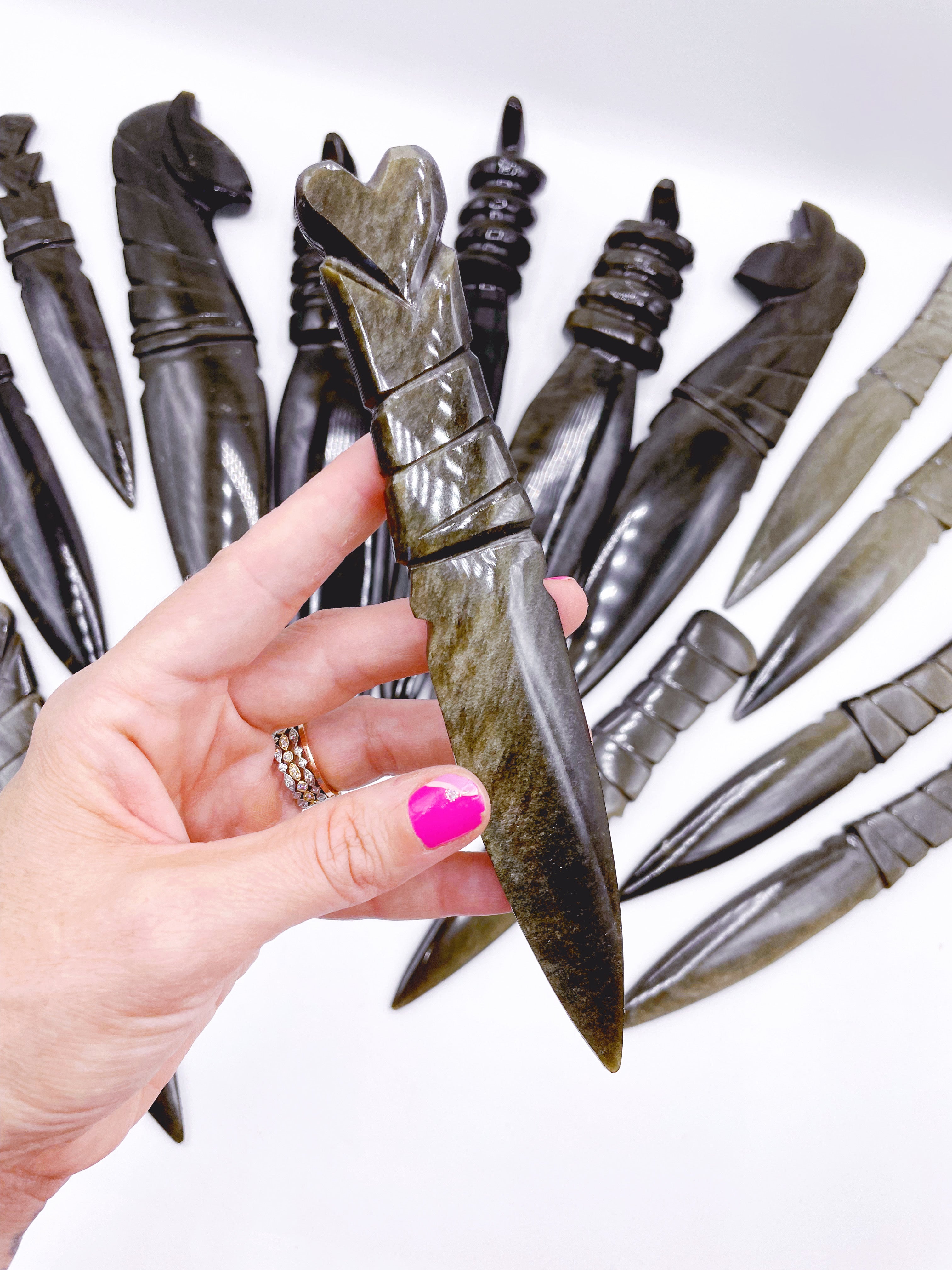 Gold Sheen Obsidian Heart Dagger/Letter Opener - Baltic Mermaid