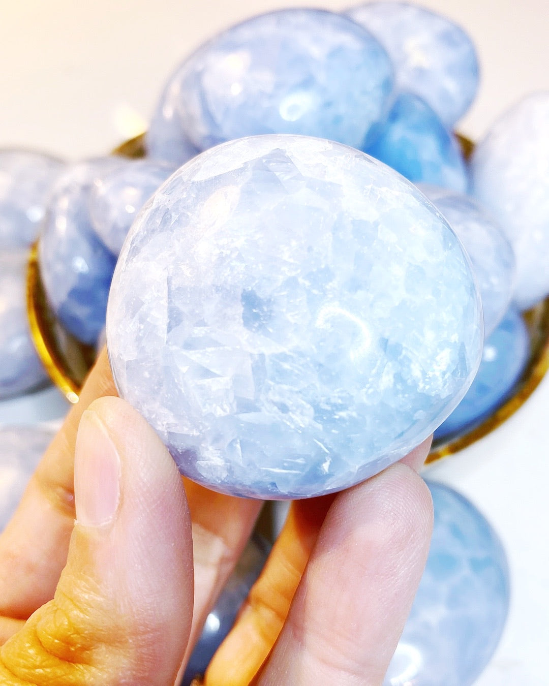 Blue Calcite Palm Stones - Baltic Mermaid