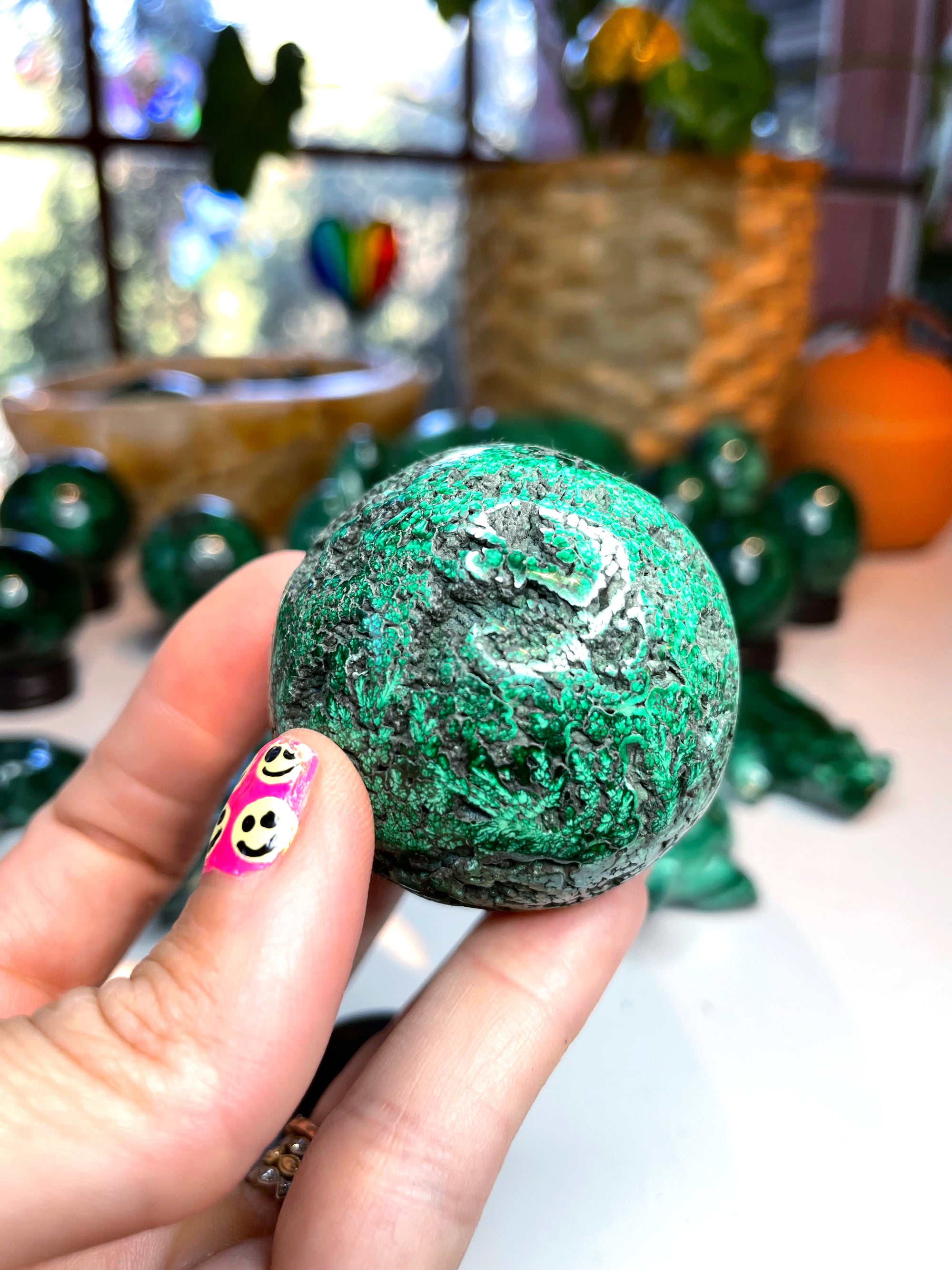 Malachite Carved Sphere