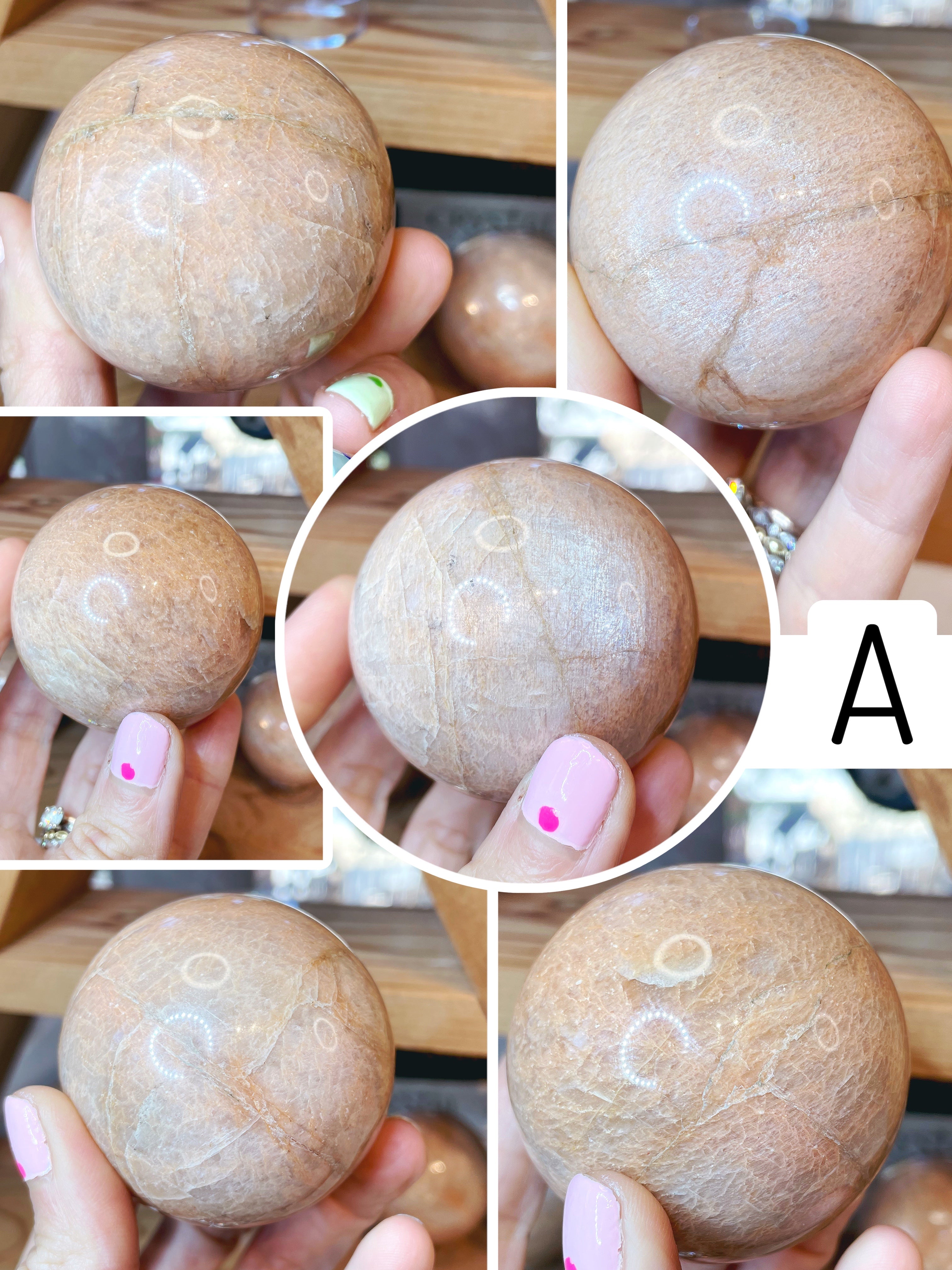 Peach Moonstone Spheres - Baltic Mermaid