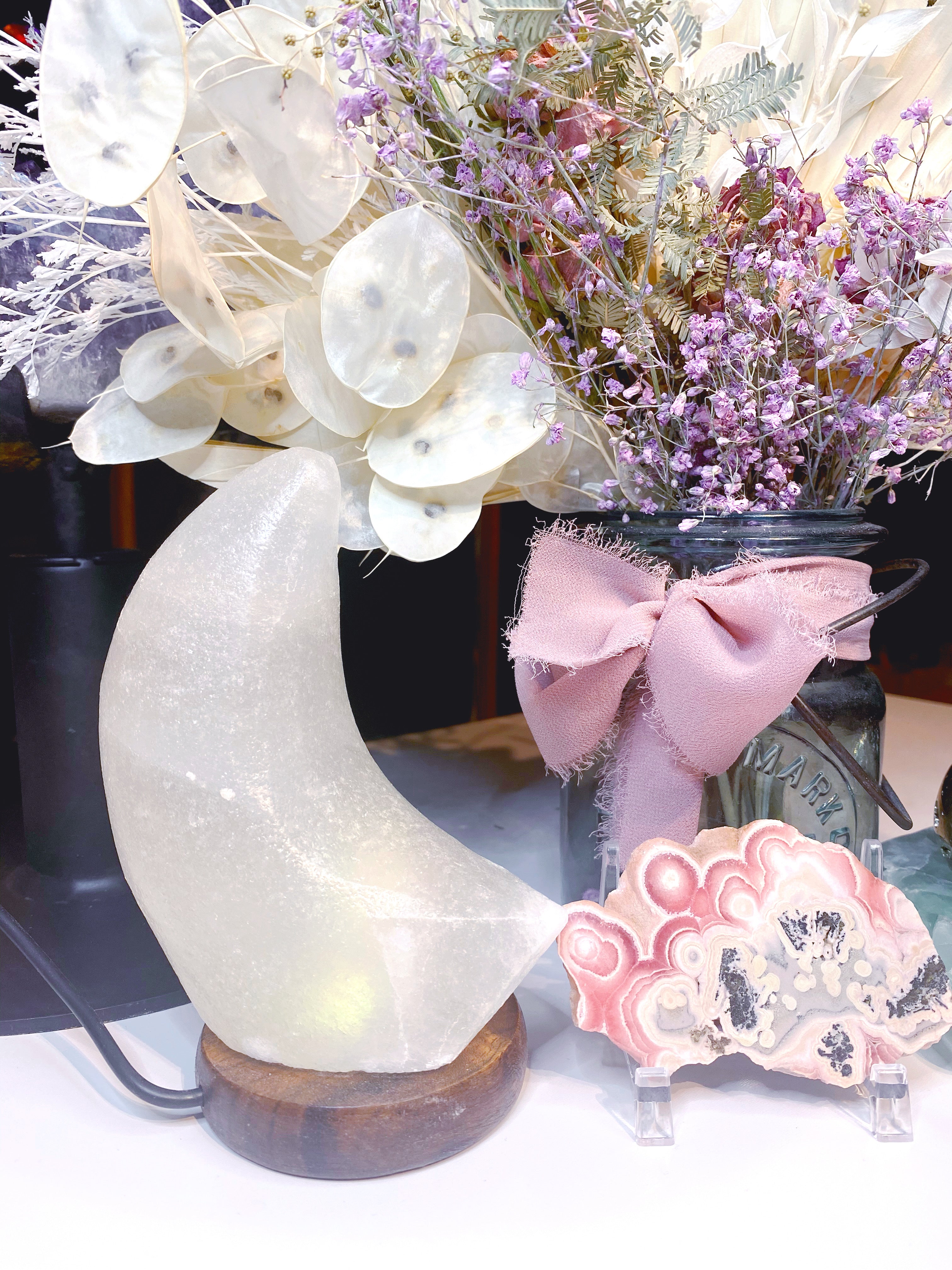 Crescent Moon Salt Lamp - White - Baltic Mermaid