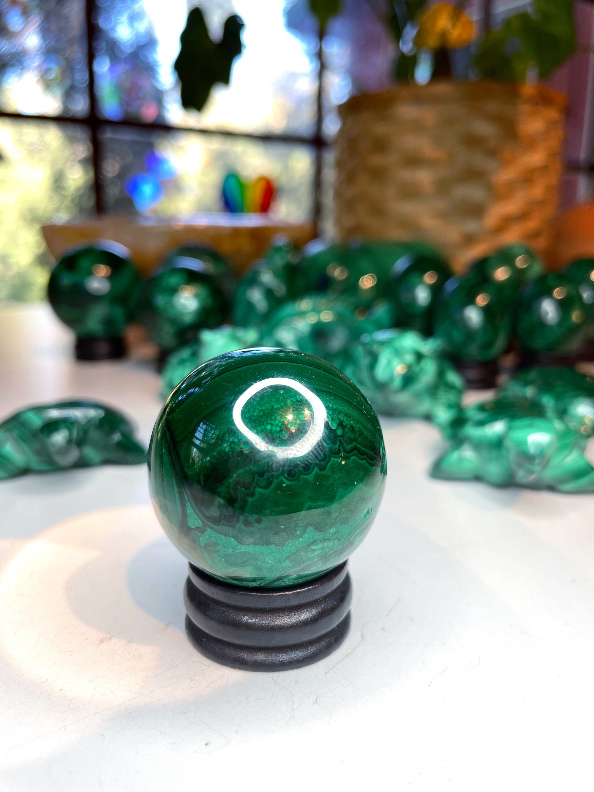 Malachite Carved Sphere