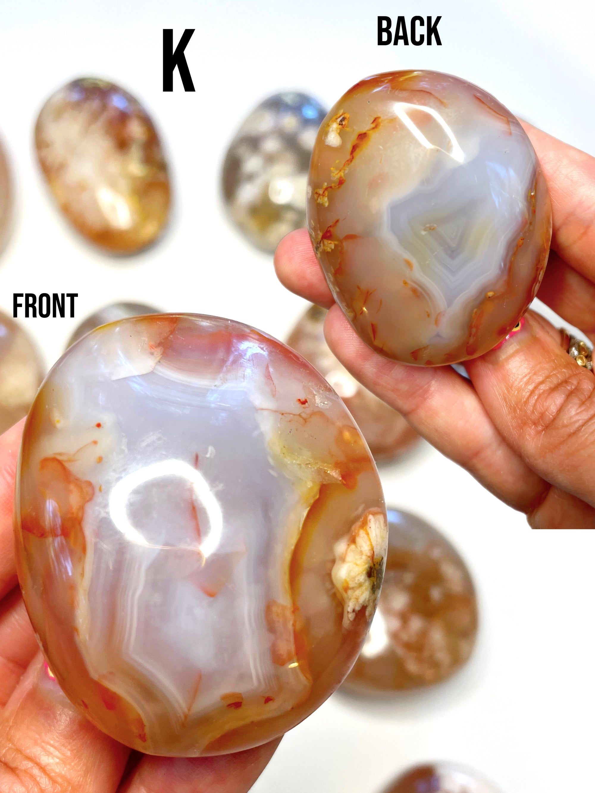 Flower Agate Palm Stones