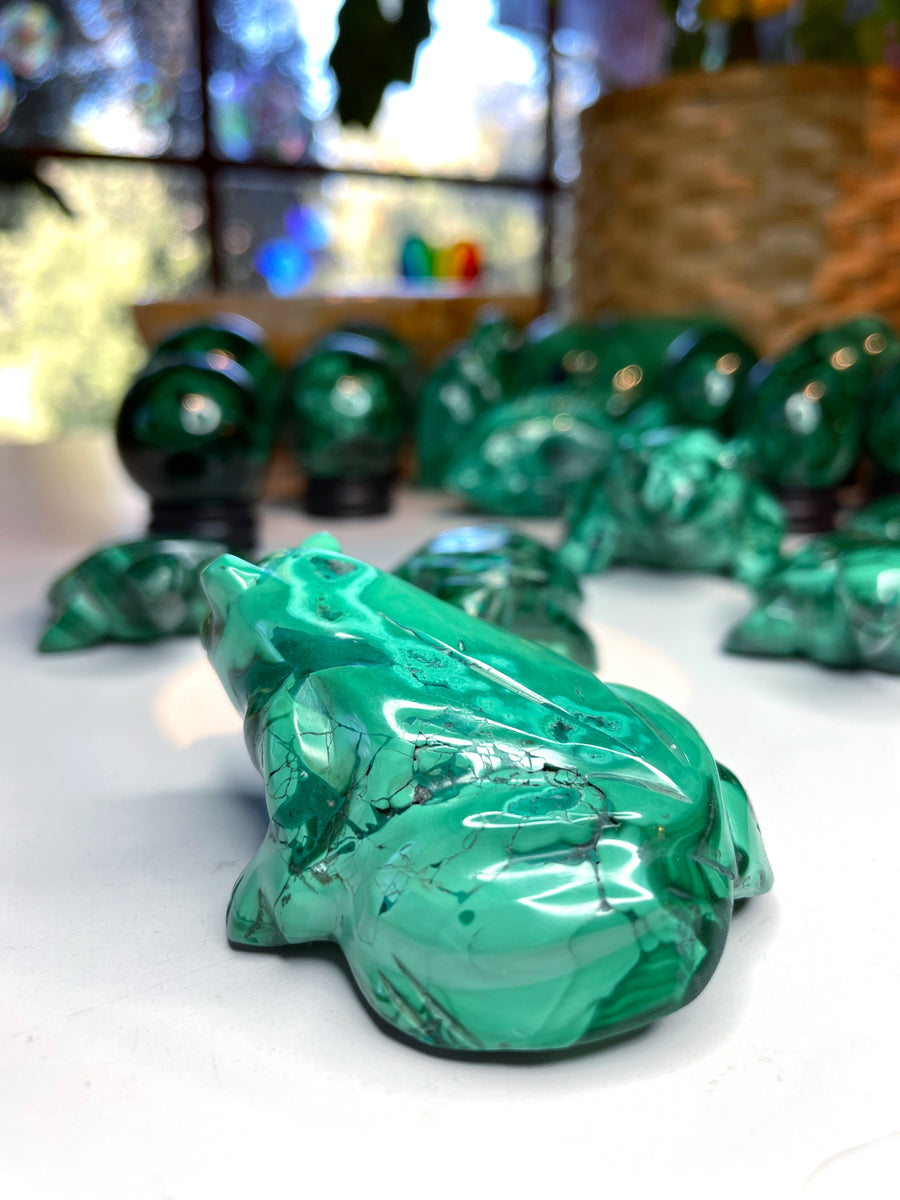Malachite Carved Frog