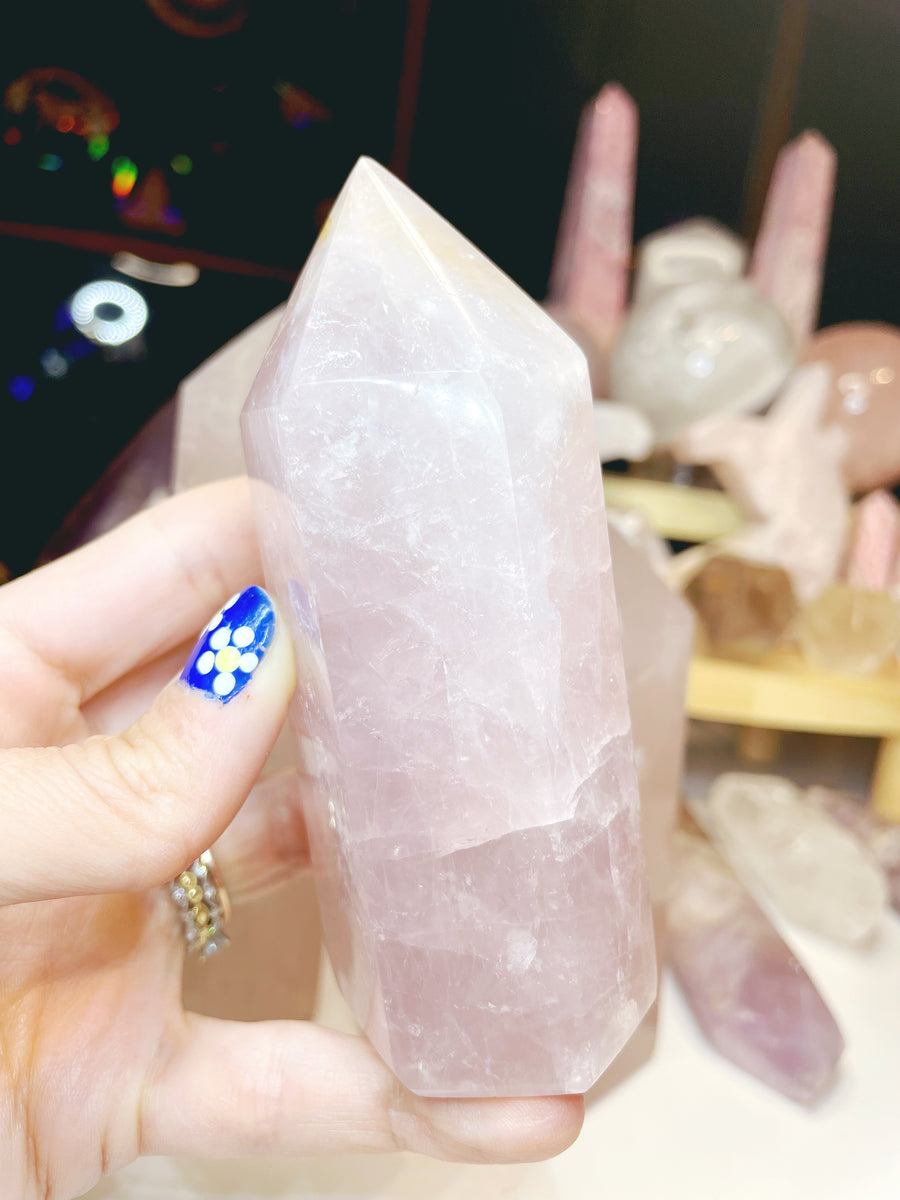 Rose Quartz Tower w/ Iron Inclusions