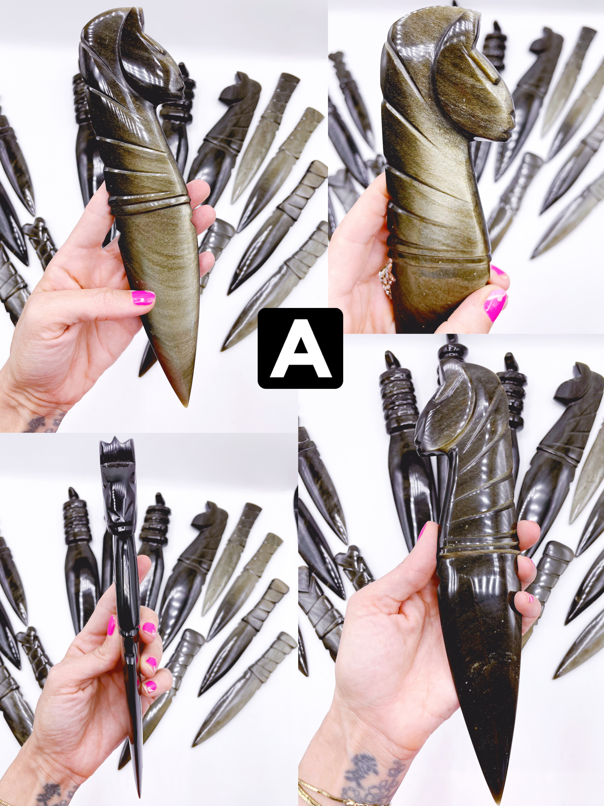 Gold Sheen Obsidian Sphinx Dagger - Baltic Mermaid