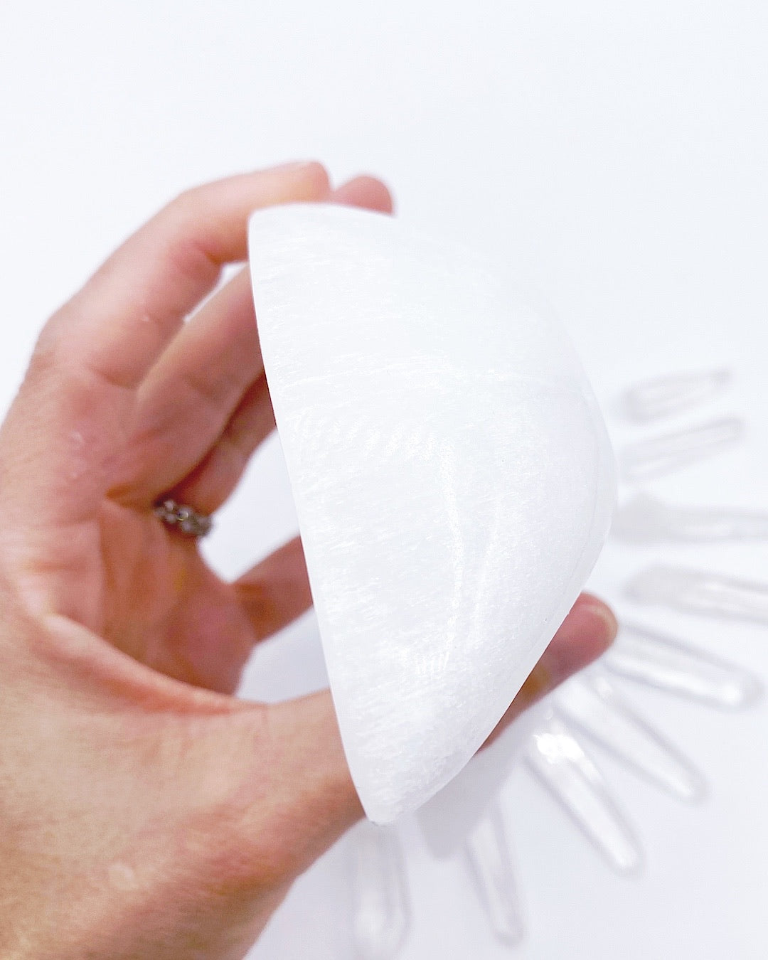 Selenite Crescent Moon Dish- Medium - Baltic Mermaid