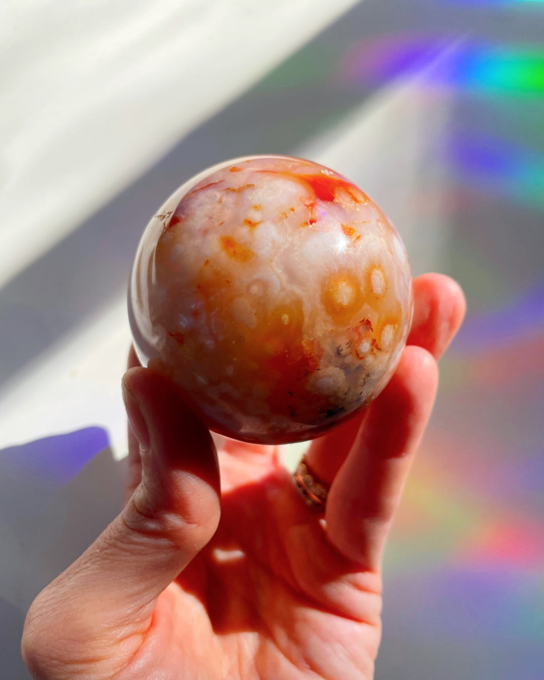 Flower Agate Sphere - Baltic Mermaid