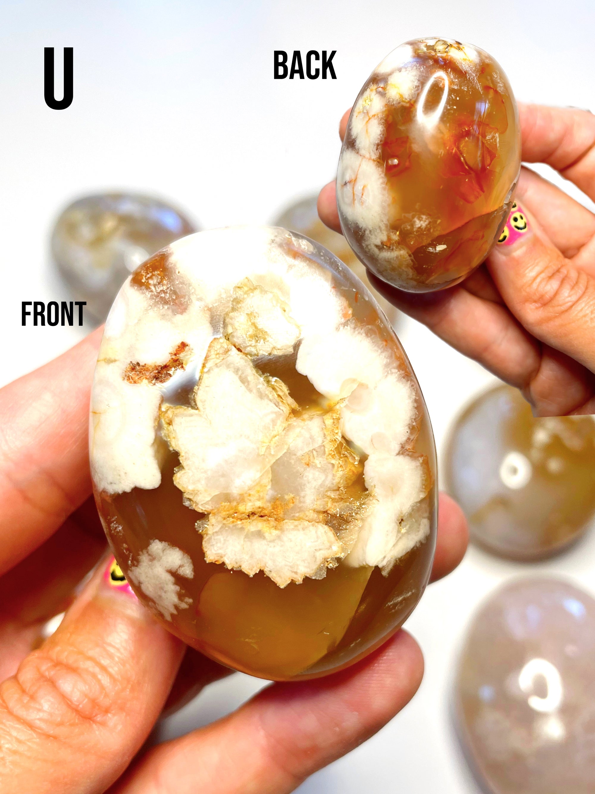 Flower Agate Palm Stones