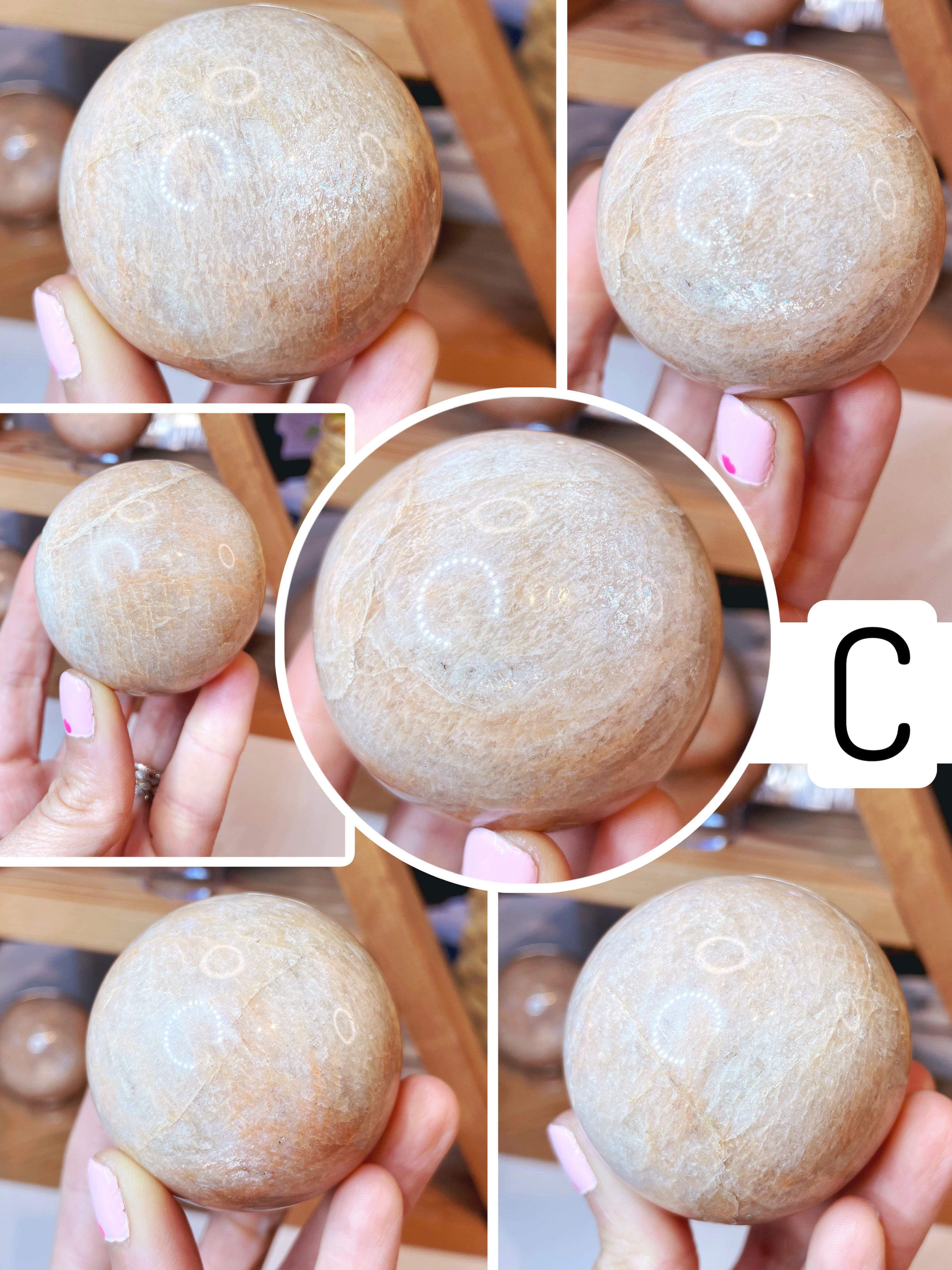 Peach Moonstone Spheres - Baltic Mermaid