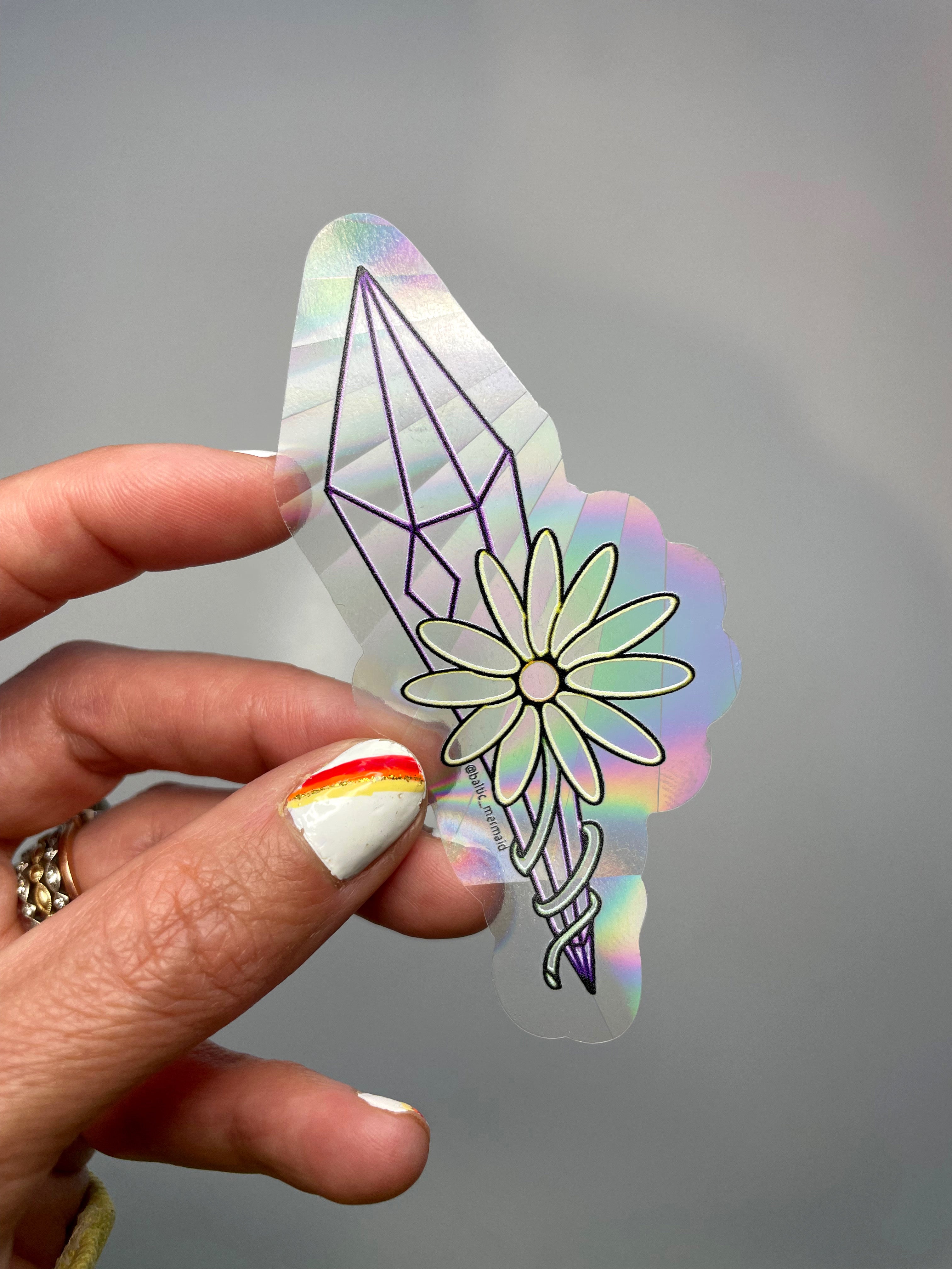 Flower Wrapped Crystal Rainbow Prism Window Decal - Baltic Mermaid