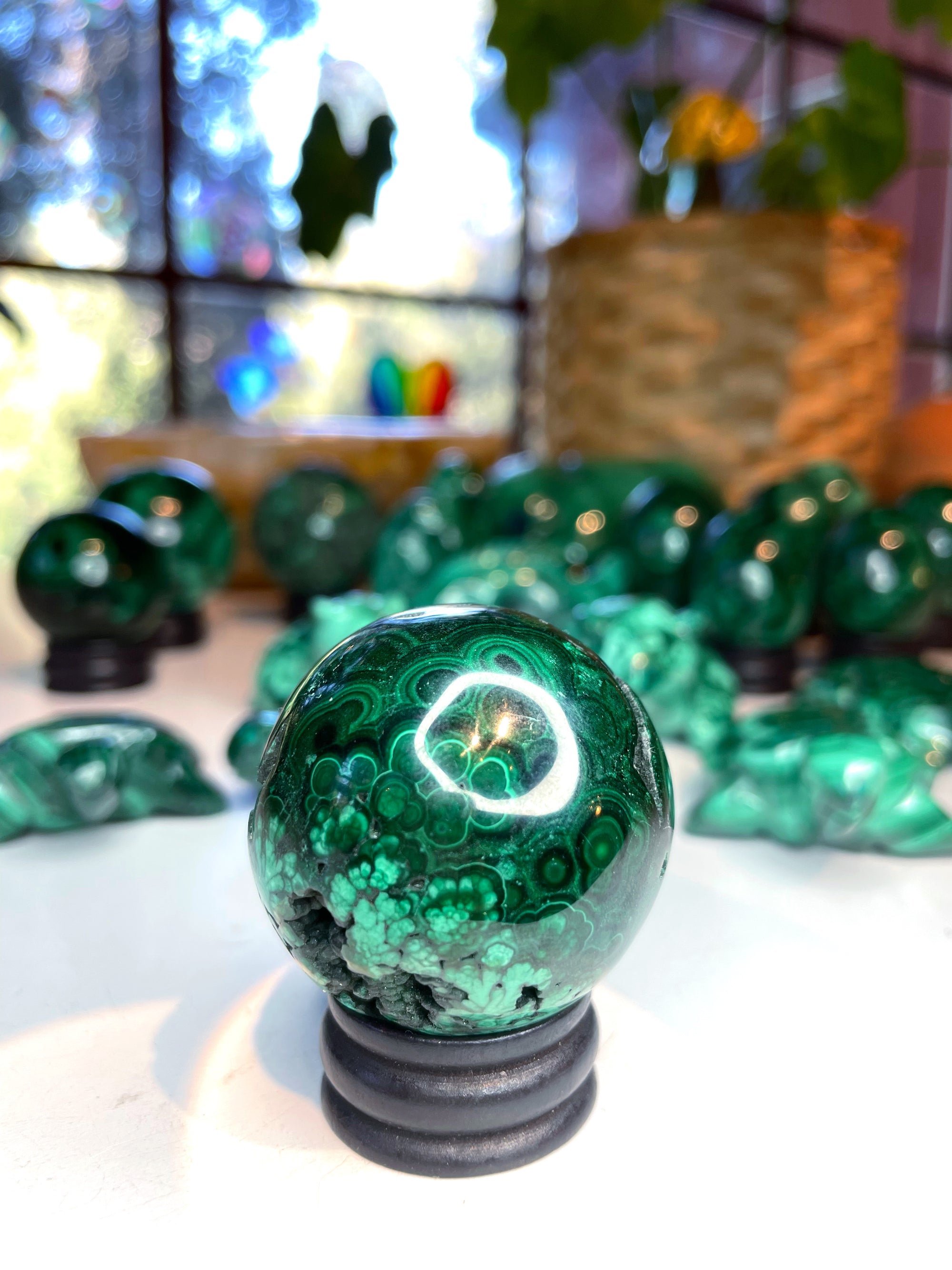 Malachite Carved Sphere