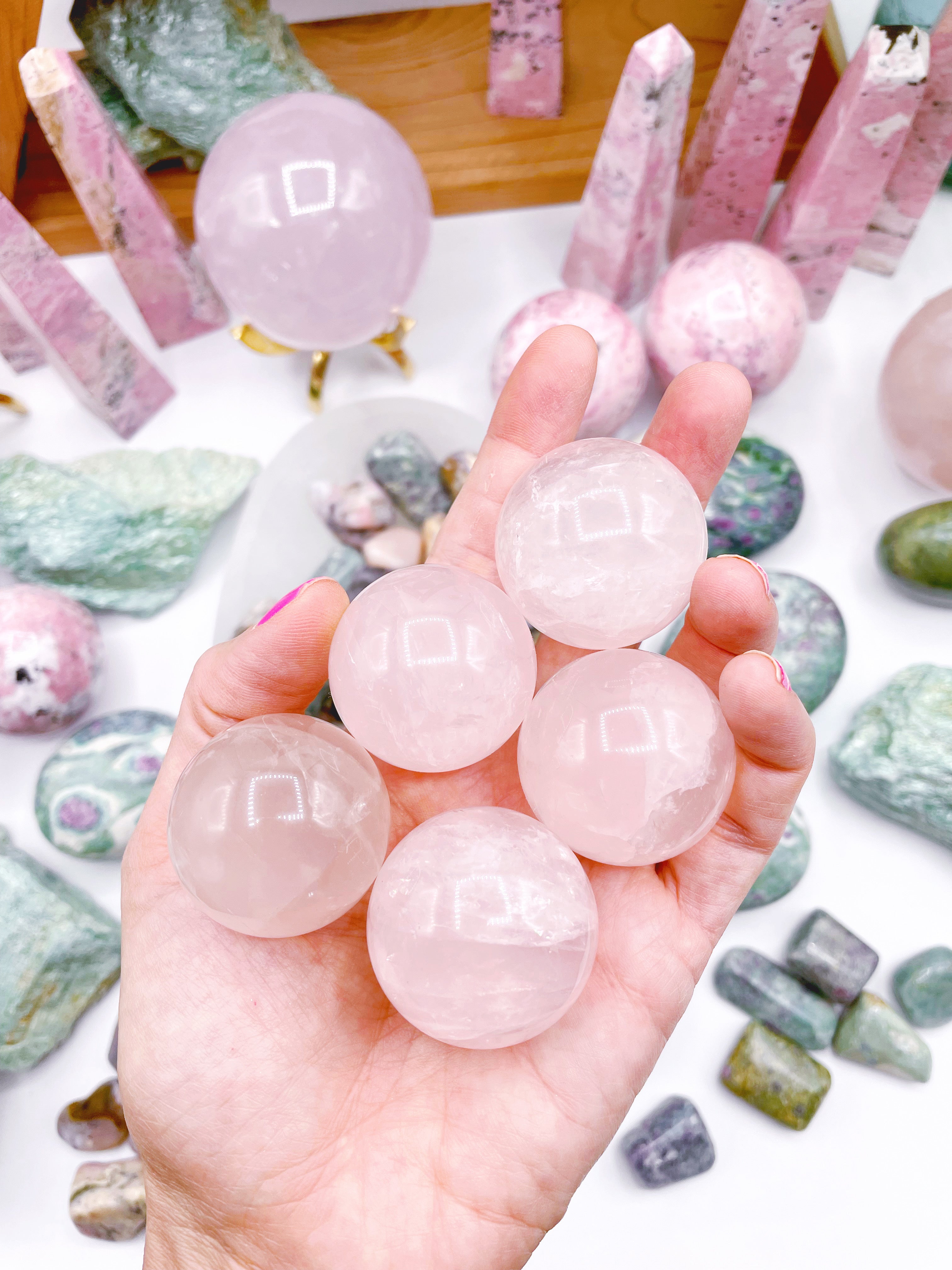 Lil Rose Quartz Spheres - Baltic Mermaid