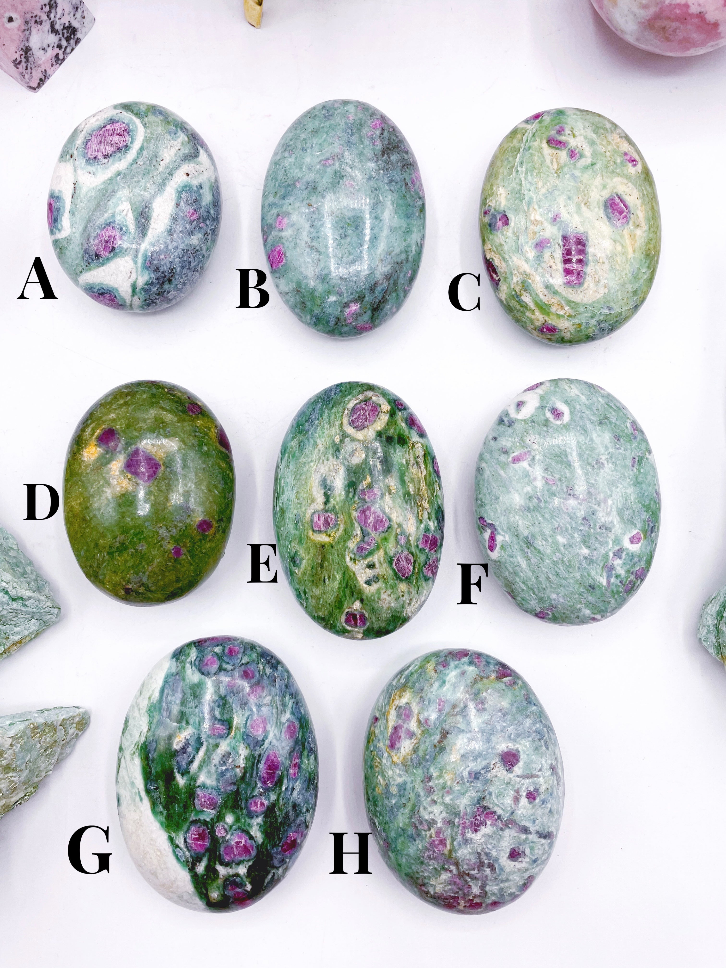 Ruby in Fuchsite Palm Stones - Baltic Mermaid