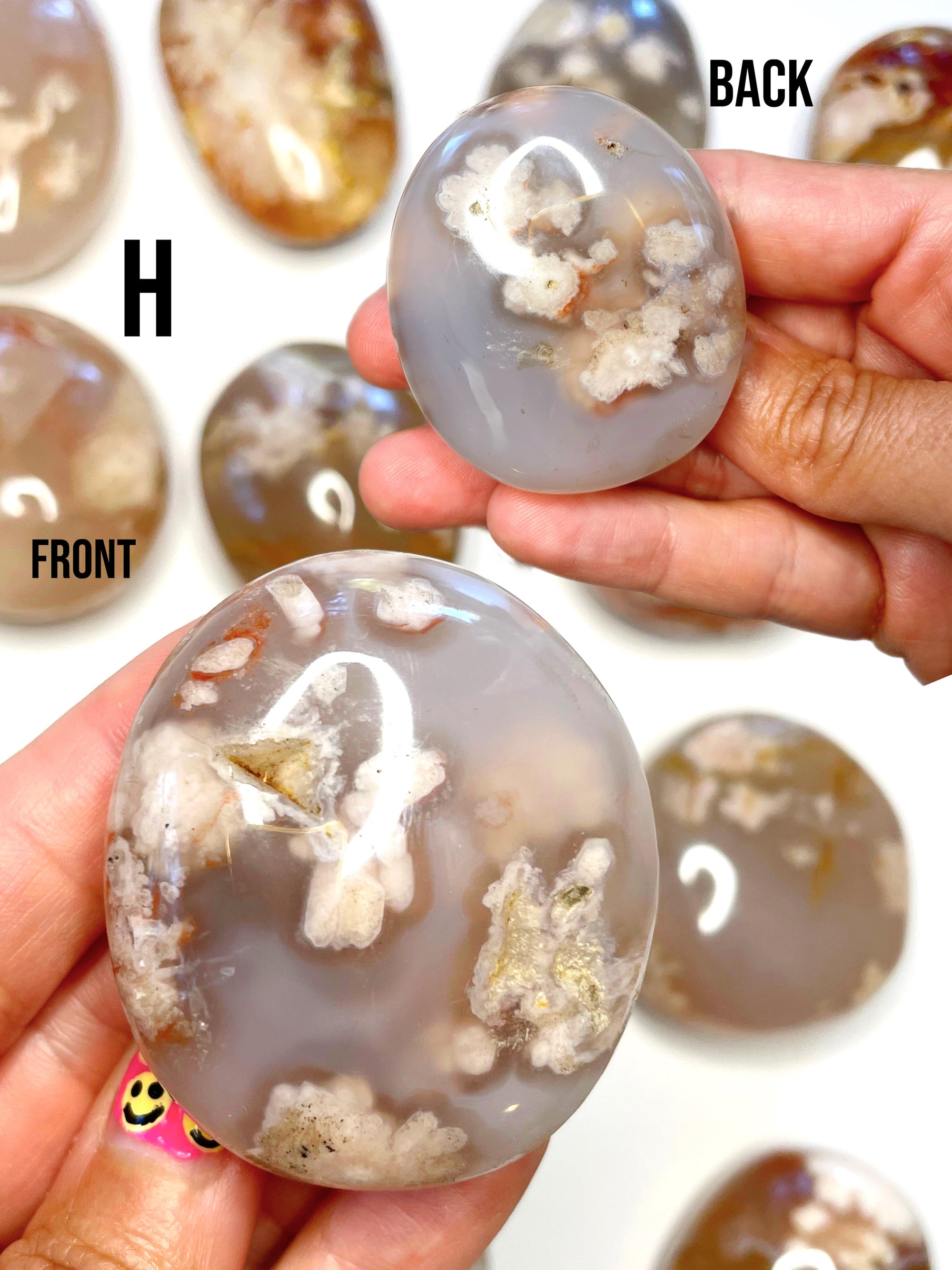 Flower Agate Palm Stones