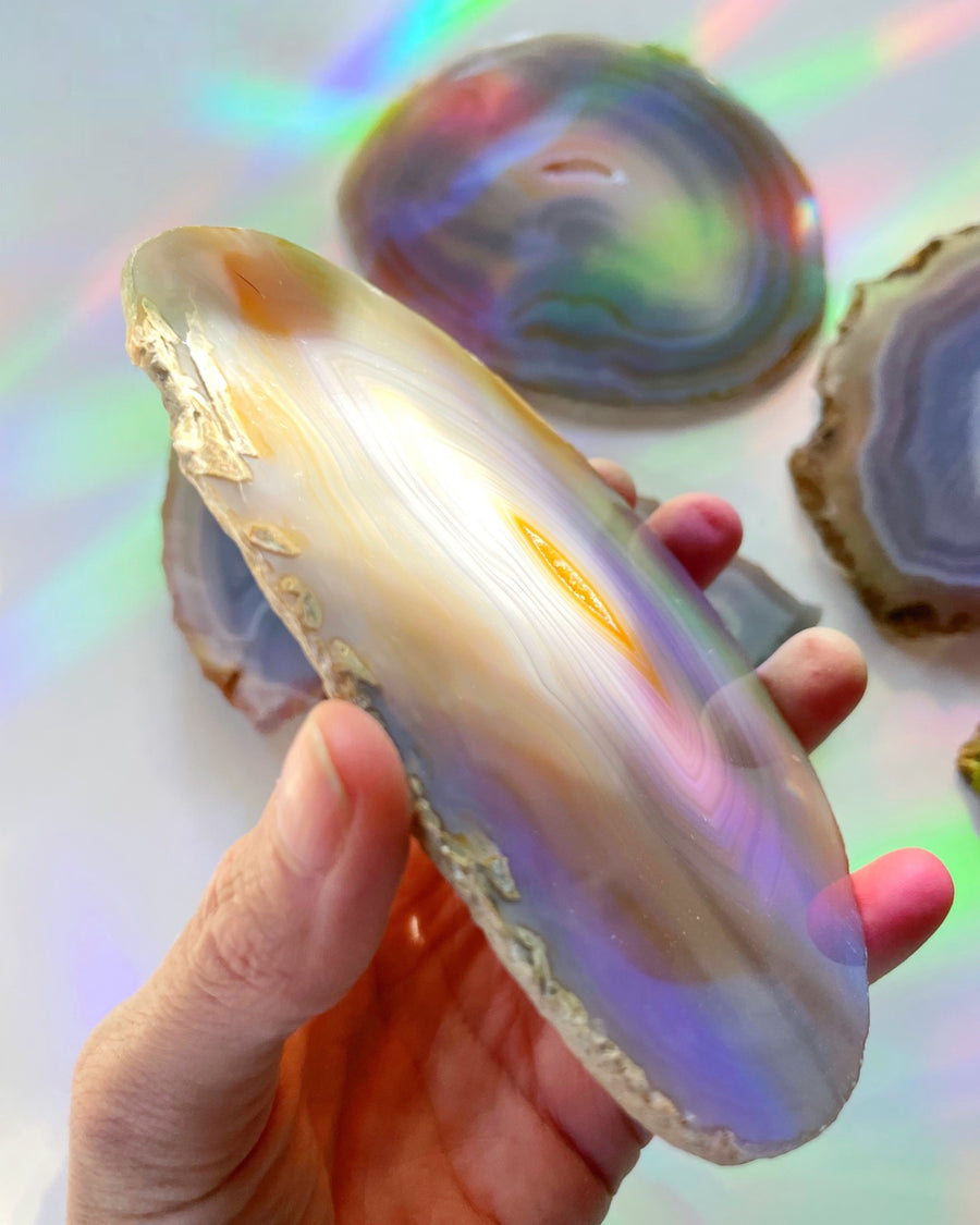 Agate Slab with Druzy Center